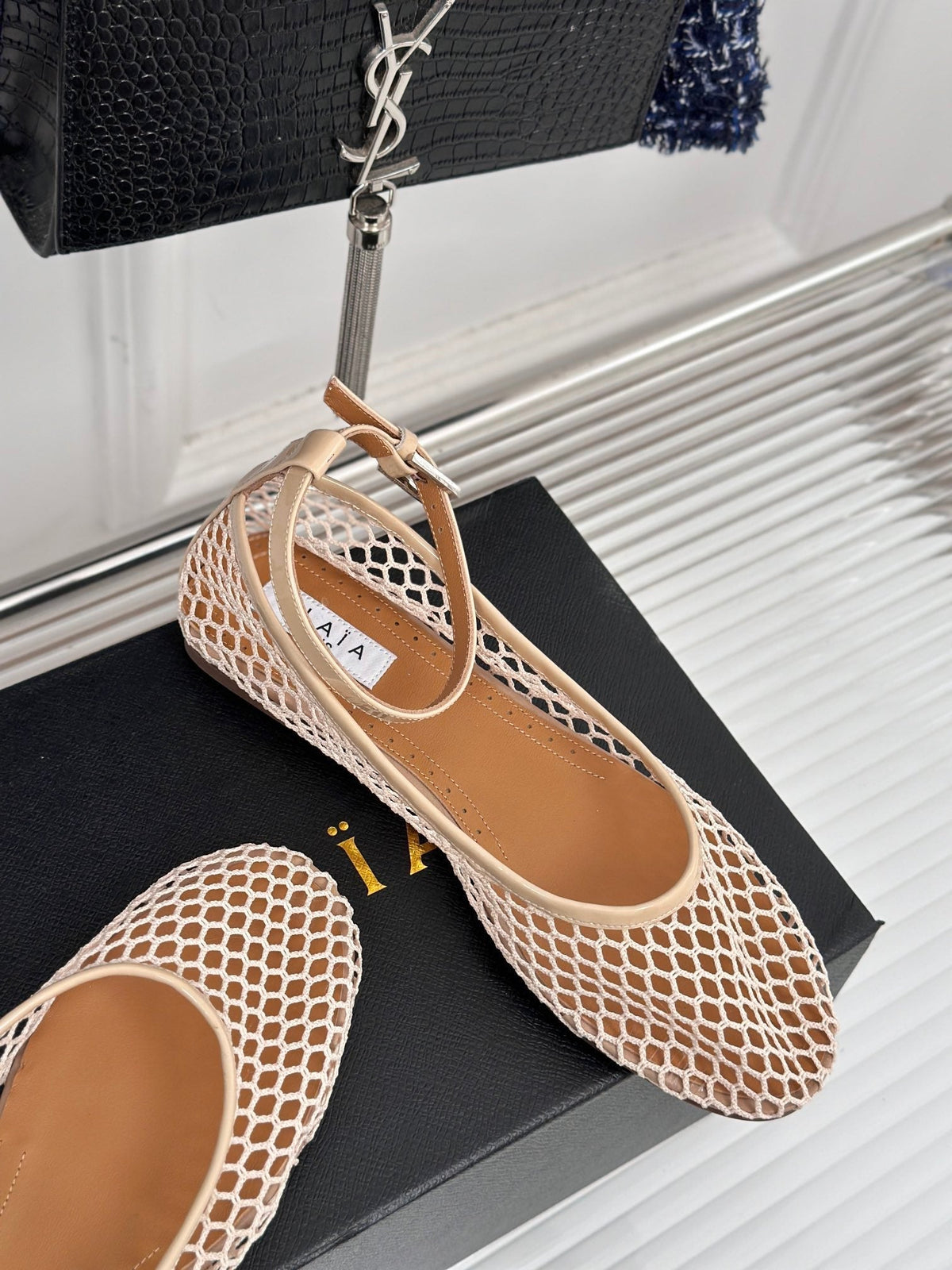 Alaia Mary Jane Ballet Flat Nude Lambskin 293230