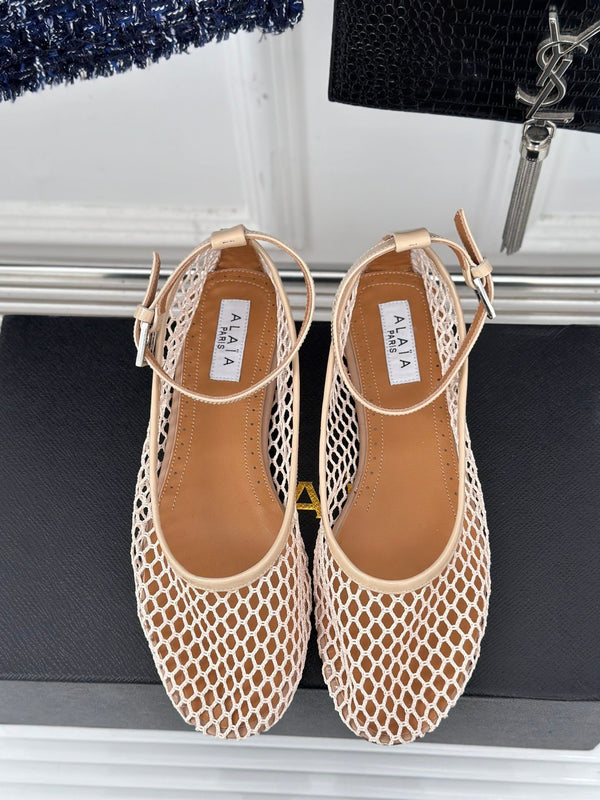 Alaia Mary Jane Ballet Flat Nude Lambskin 293230