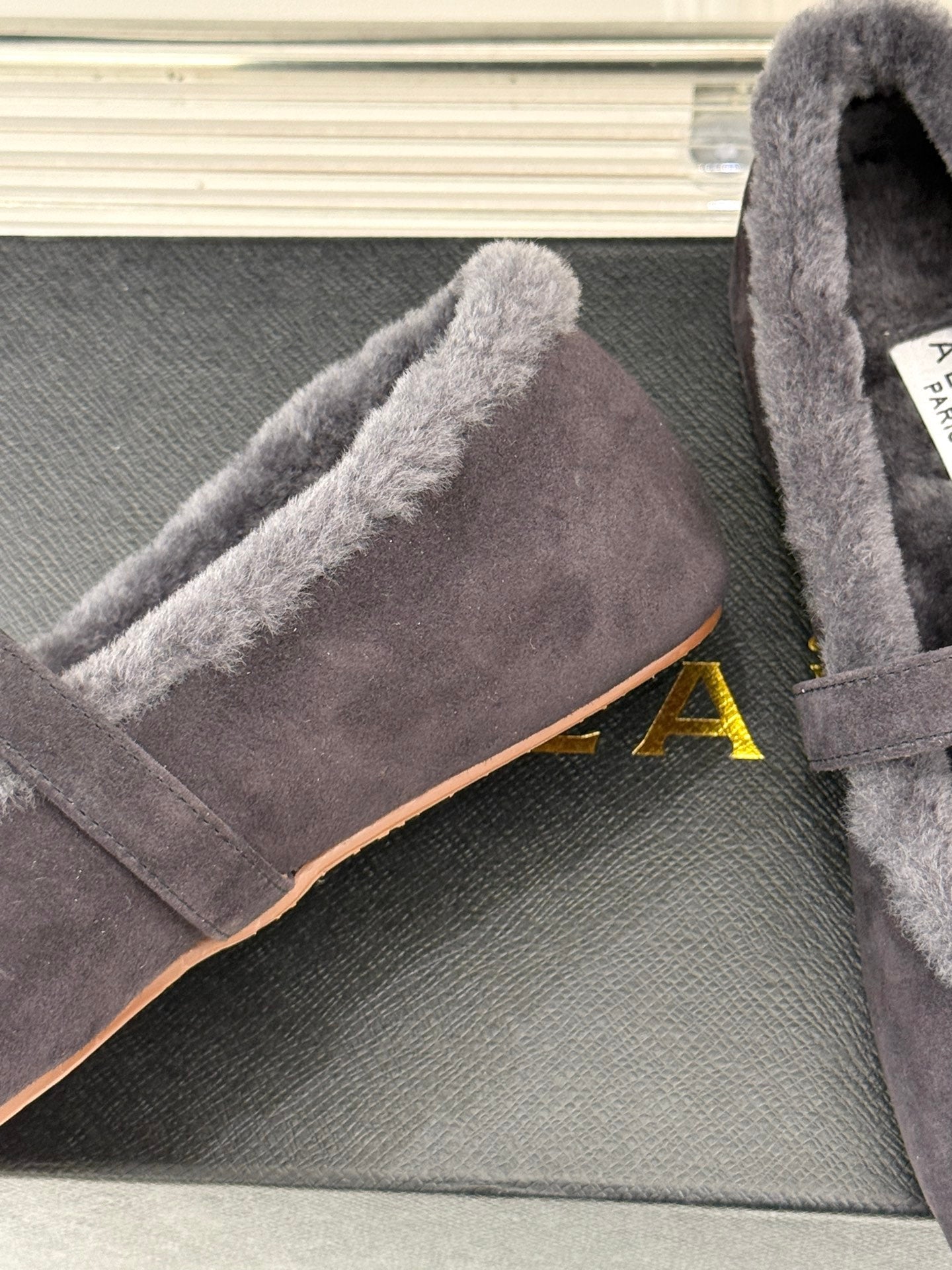 Alaia 25WF Mary Jane charcoal grey suede wool 472222