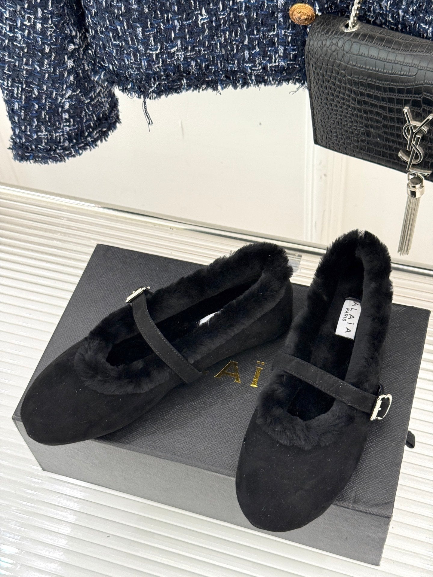 Alaia 25WF Mary Jane black suede wool 472225
