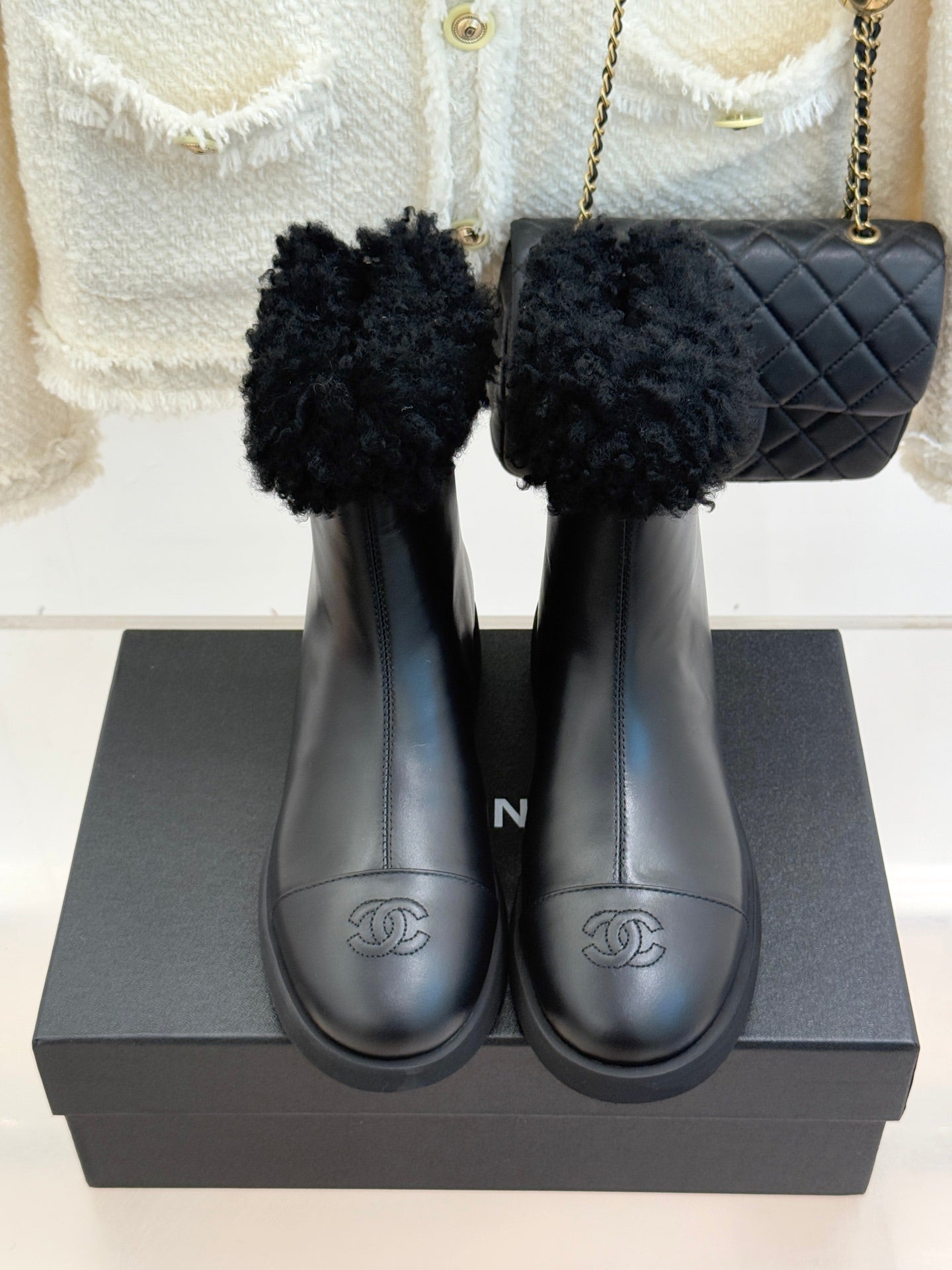 CC 25s Ankle Boots Black Leather Wool 512071