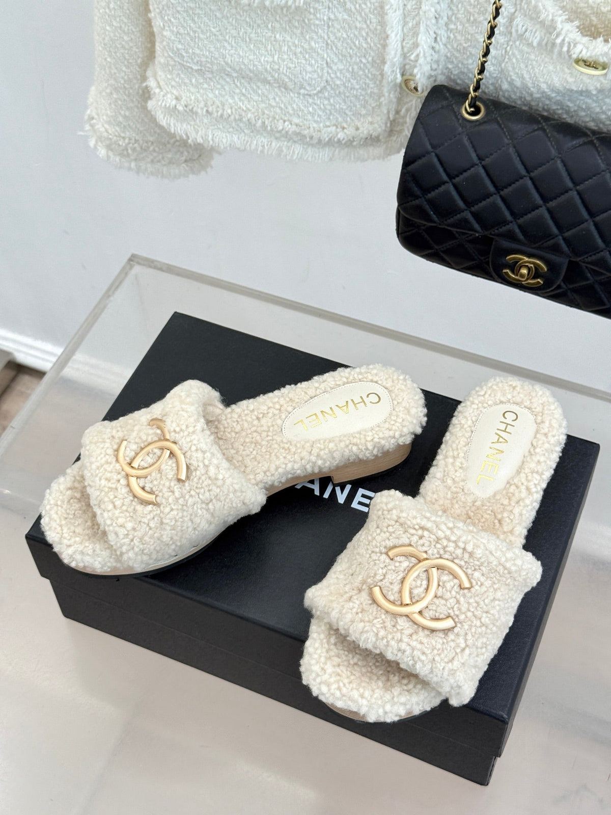 Chanel 2026 Wood Thick-Soled Sandals Wool 188607