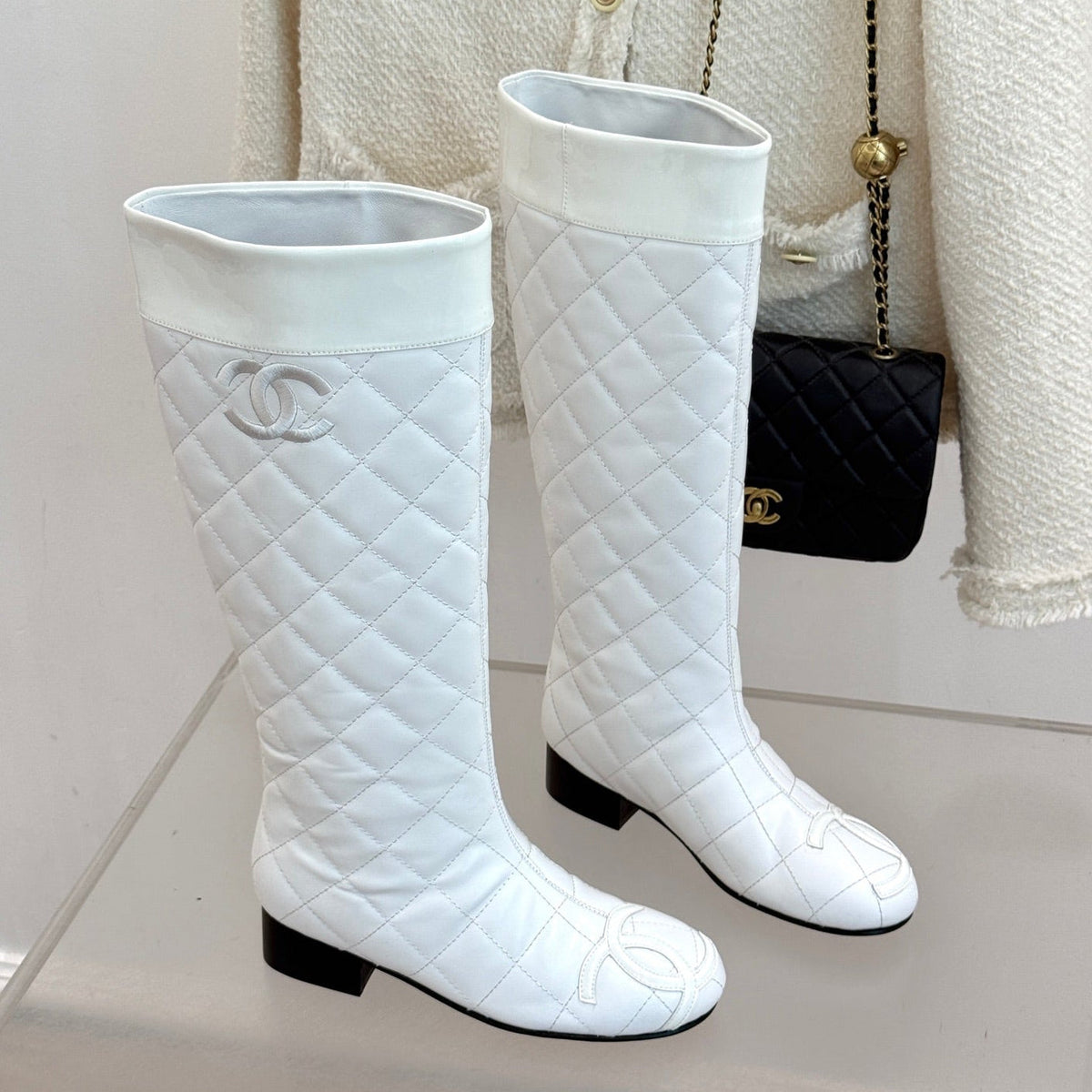 Chanel 2026 Quilted Ligne Cambon Boots Suede Leather 188462