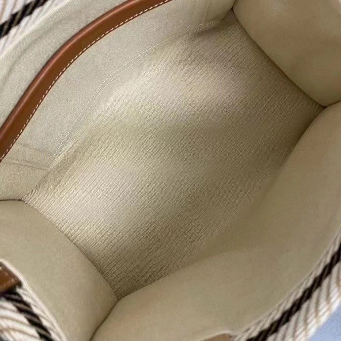 Celine 2026 Cabas Thais Bag 26cm Beige Textile Calfskin 283601