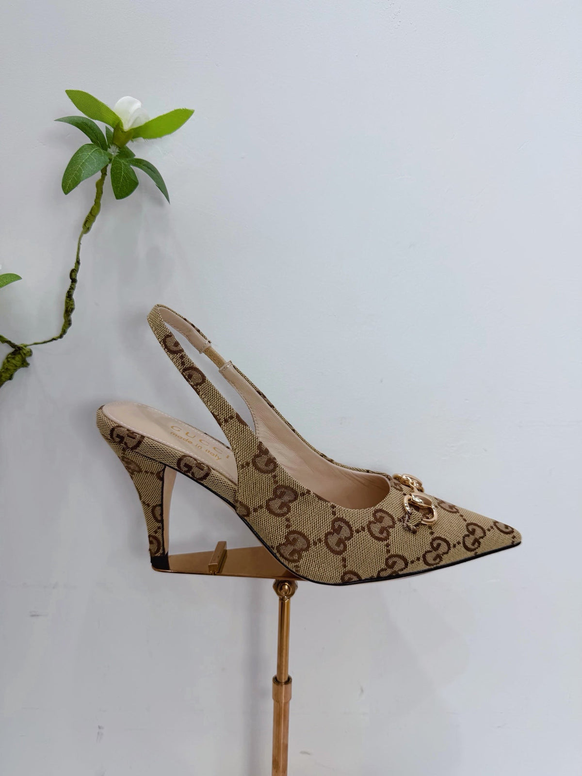GG 26 Slingback Beige Brown Fabric 592422