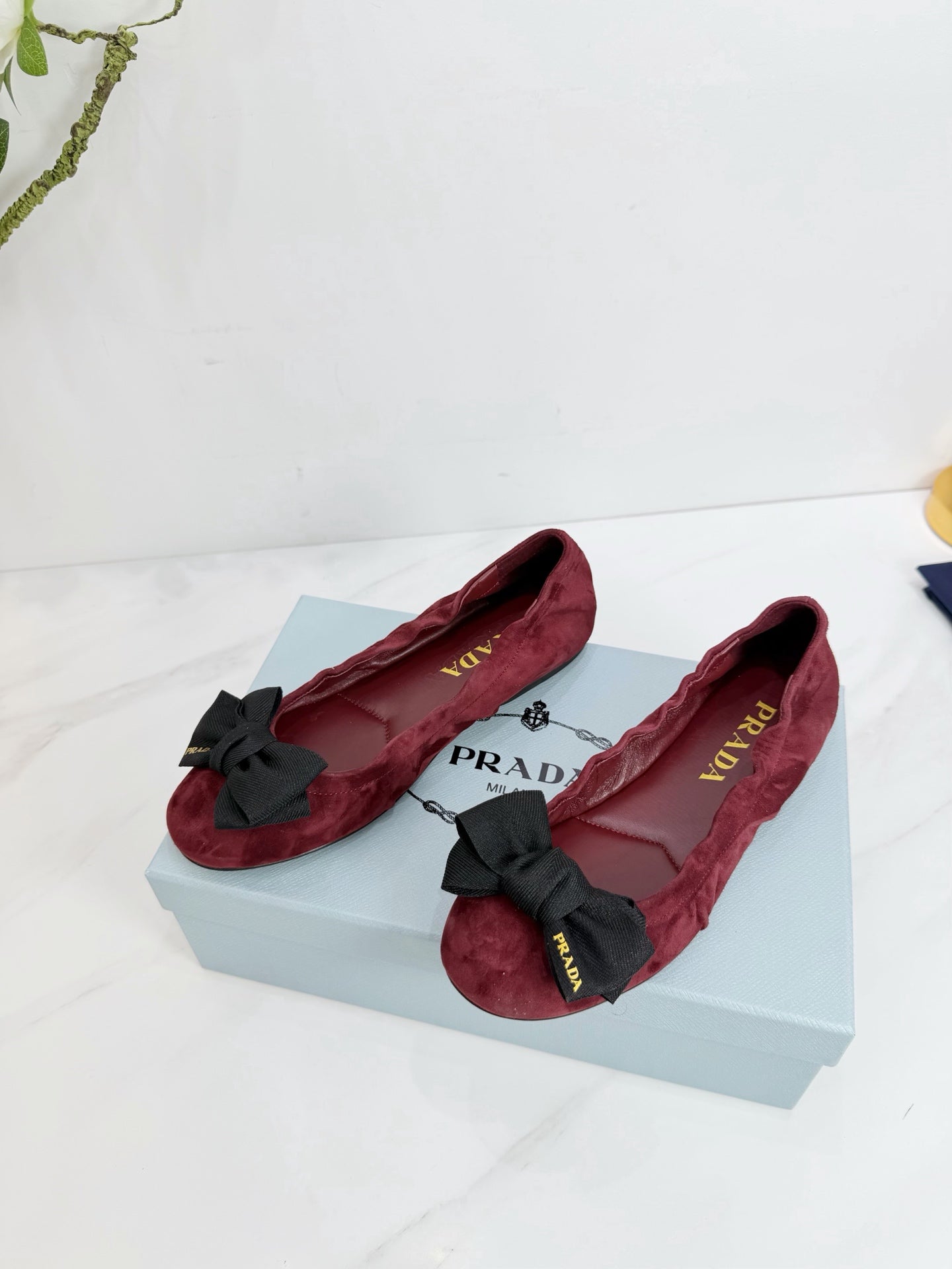 PRA 26SS Ballet Flat Burgundy Suede 592396