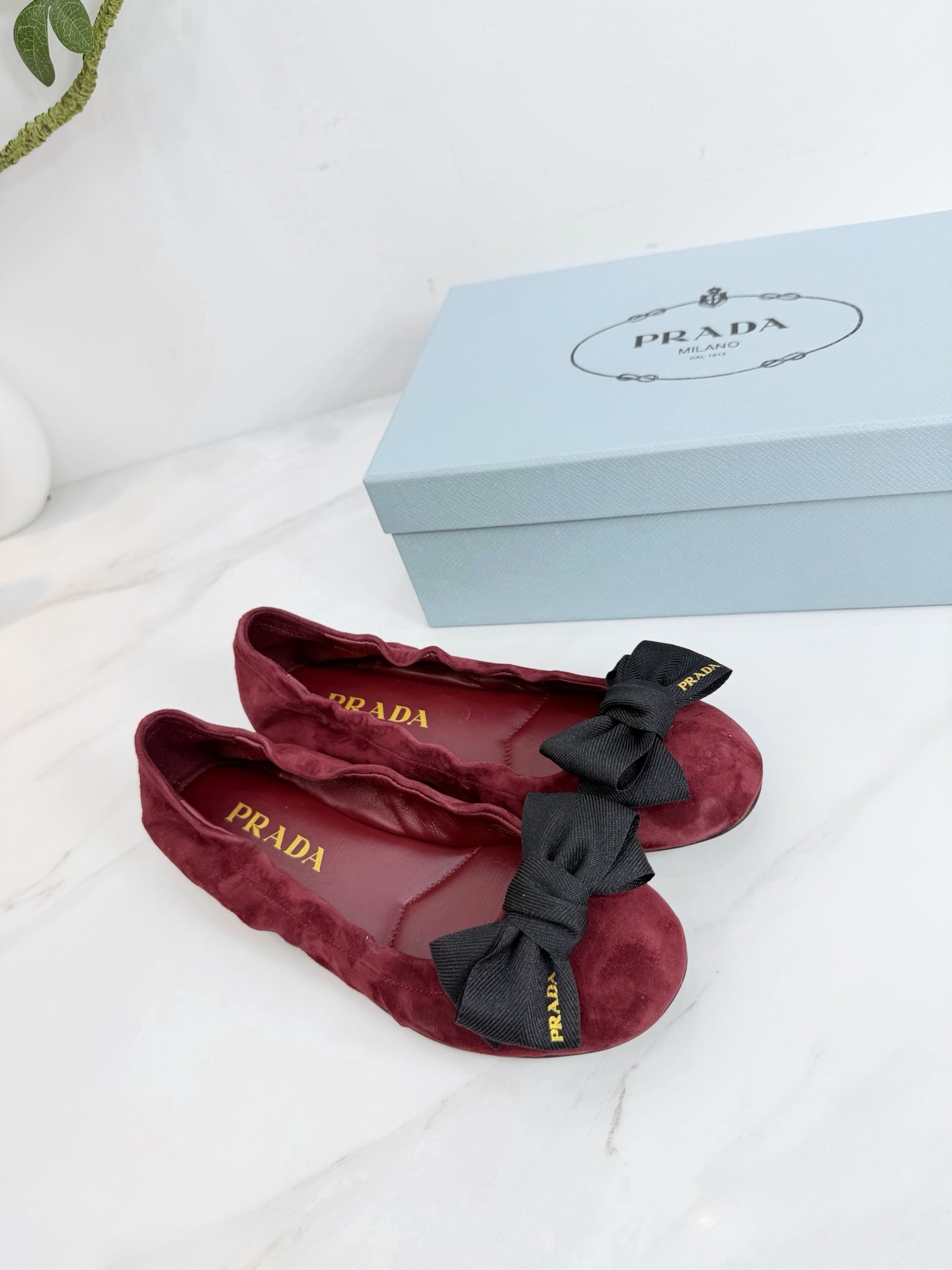 PRA 26SS Ballet Flat Burgundy Suede 592396