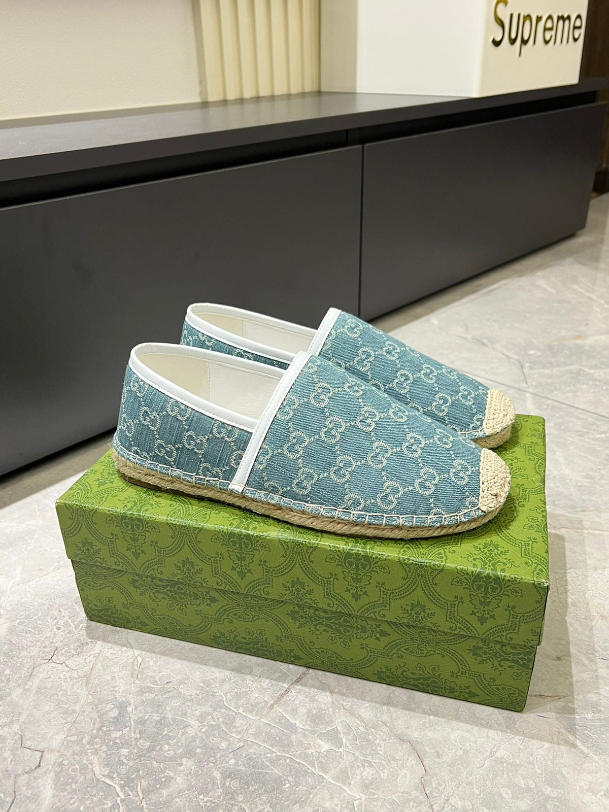 GG Men's Espadrilles Loafer Blue Denim 595984
