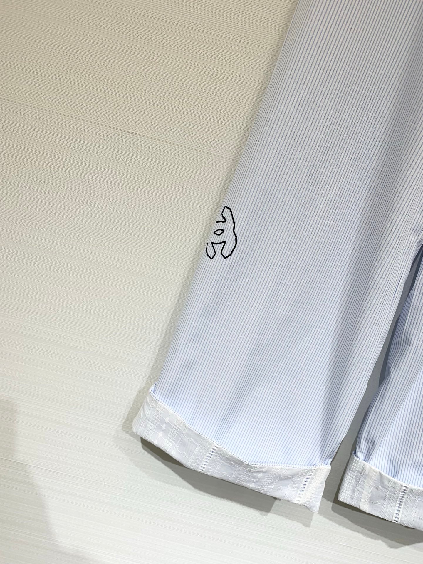 Chanel 2026 Striped Lace-trimmed Trouser Light Blue Cotton