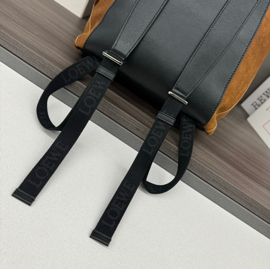Loewe 2025 Flamenco Backpack 40cm Black Brown Leather Suede 274692