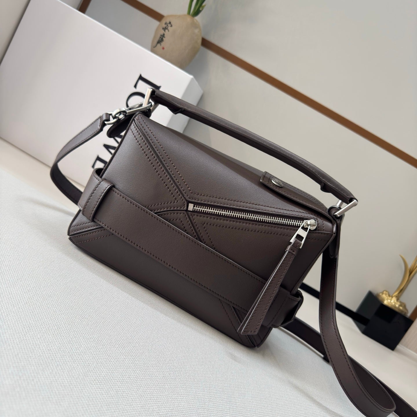 Loewe 2025 Puzzle Biker Bag Dark Brown Cowhide 274648