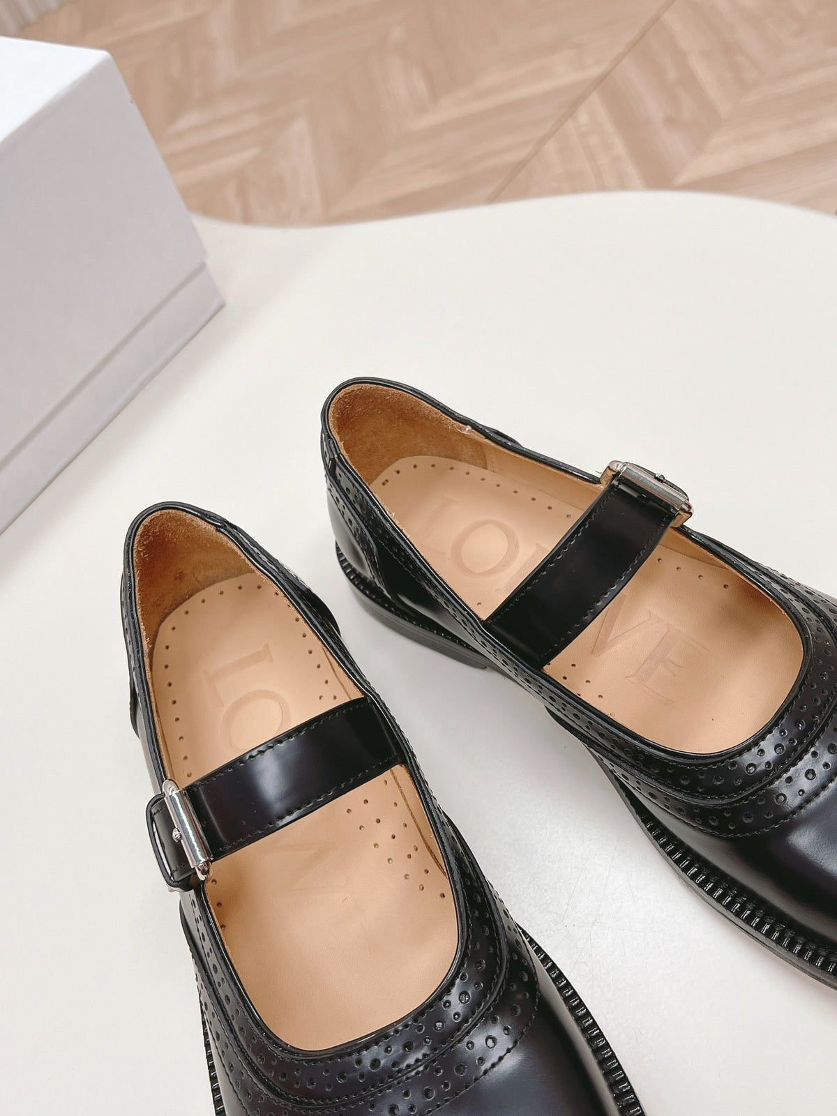Loewe Campo Mary Jane Ballet Flat Black Cowhide