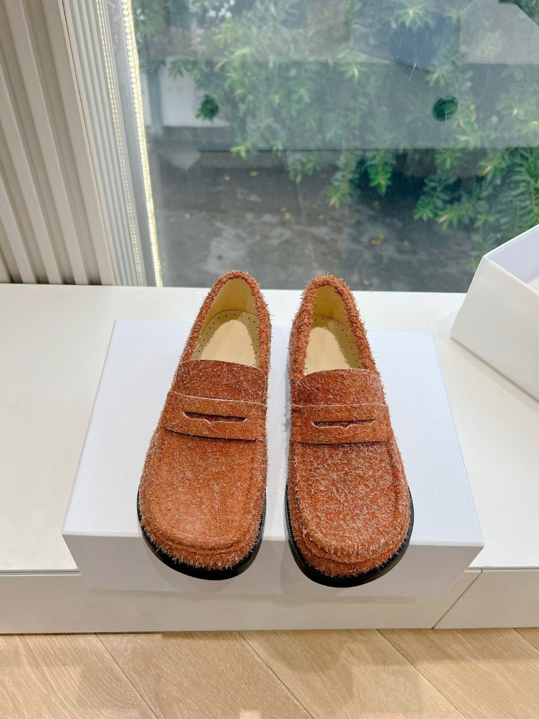 Loewe Campo Loafer Fire Orange Snowflake Cow Suede