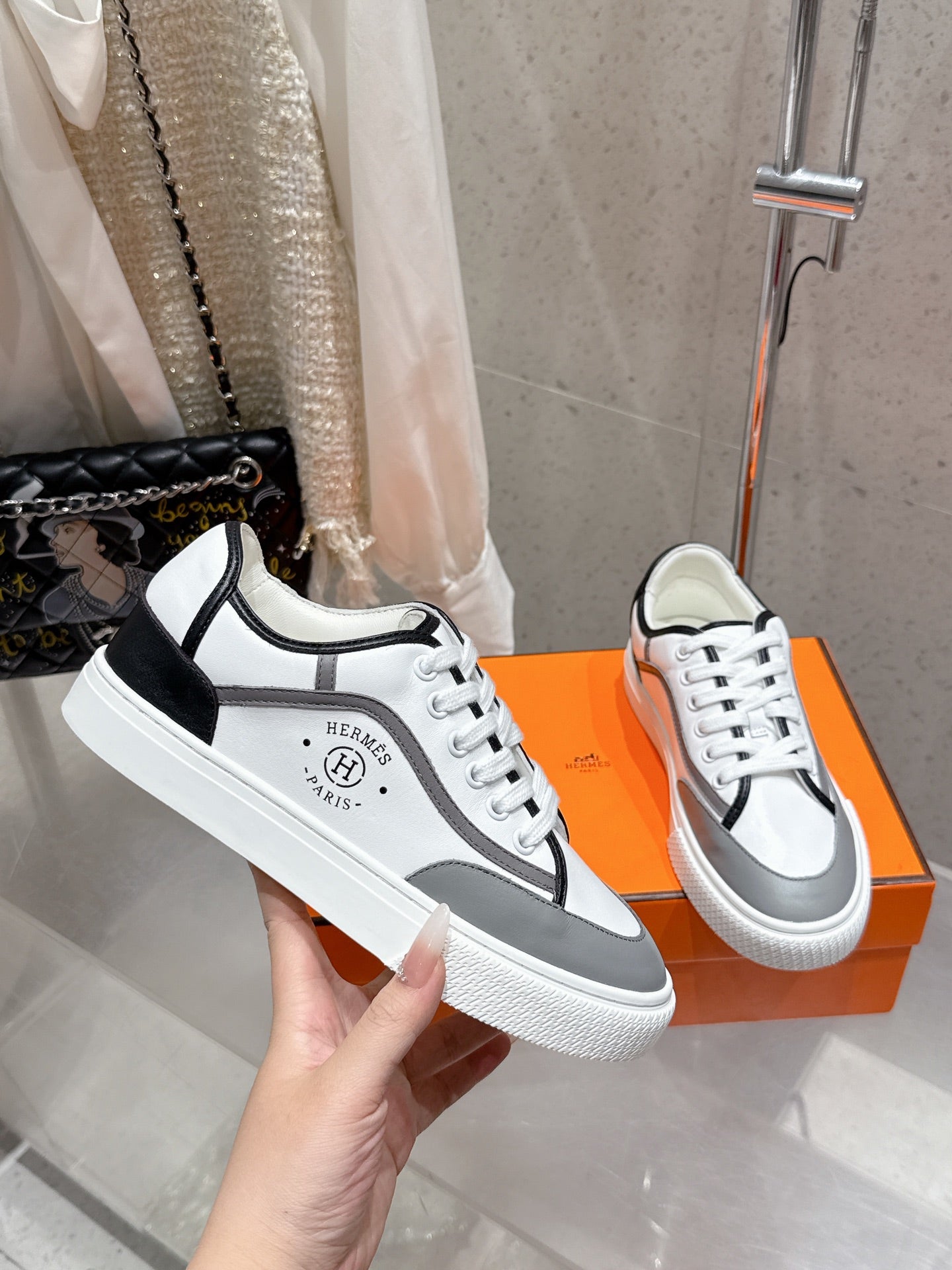 HM Get Sneaker Multicolore Blanc Calfskin 204754