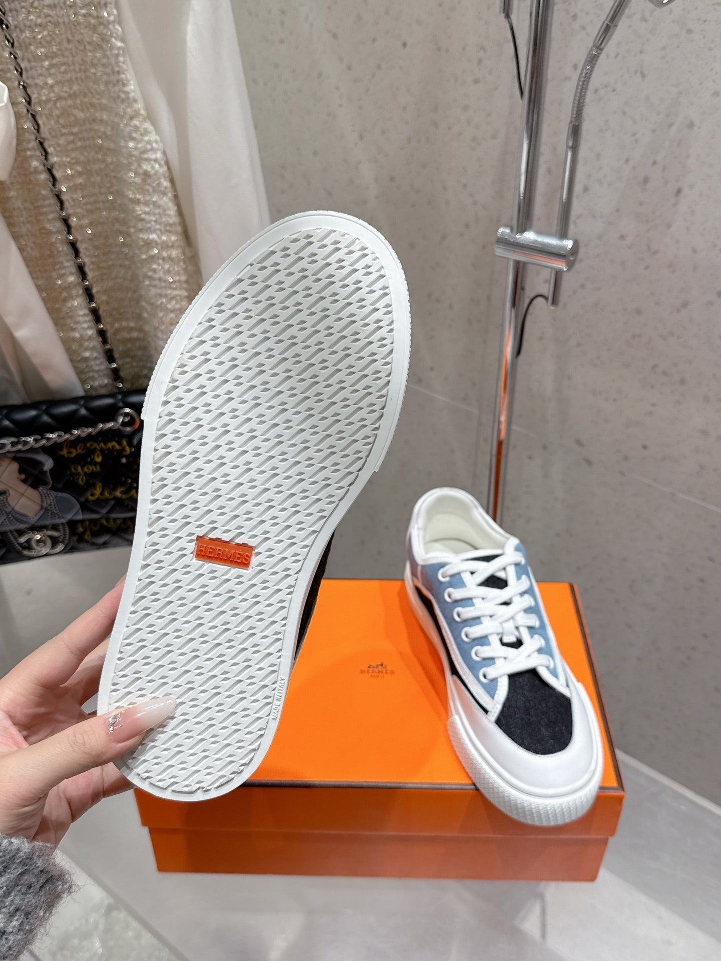 HM Get Sneaker Multicolore Bleu Brut Denim and Calfskin 204760