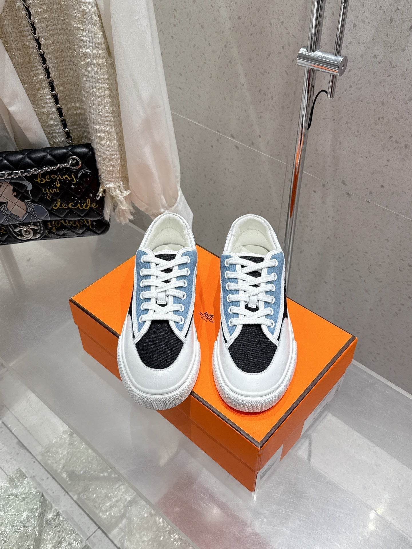 HM Get Sneaker Multicolore Bleu Brut Denim and Calfskin 204760