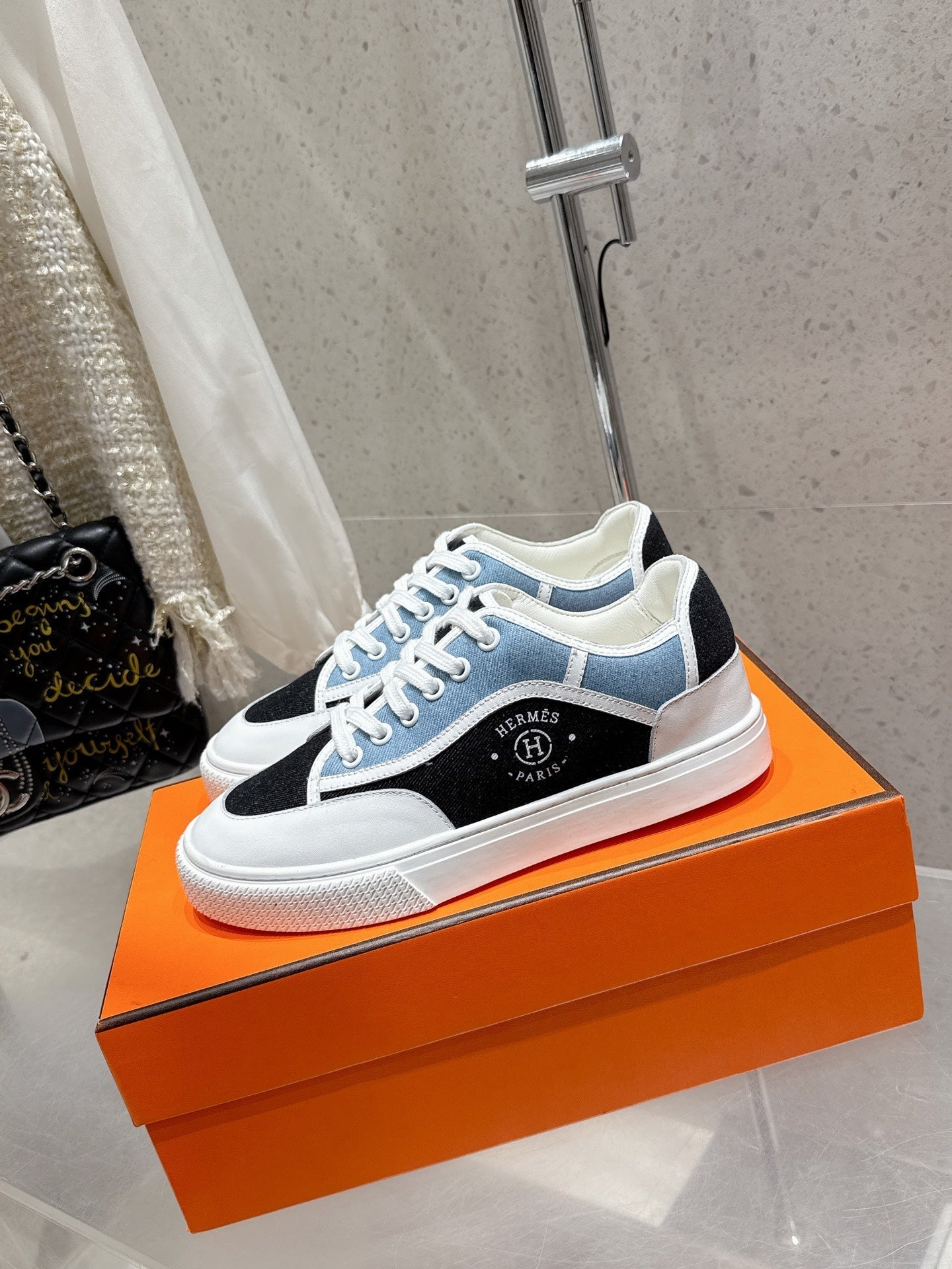 HM Get Sneaker Multicolore Bleu Brut Denim and Calfskin 204760