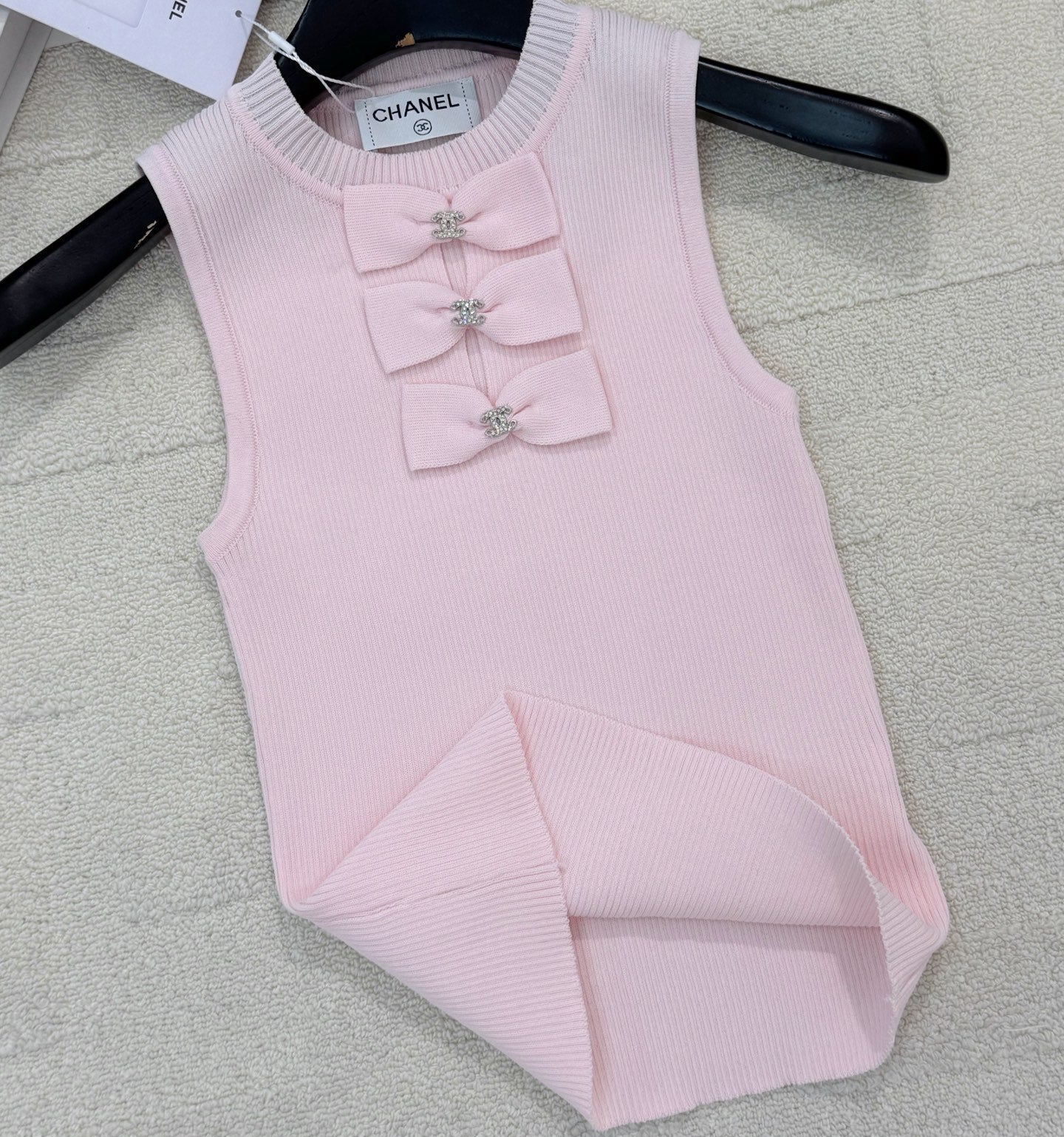 Chanel 2026 Bow-Tie Vest with Logo Wool 386926
