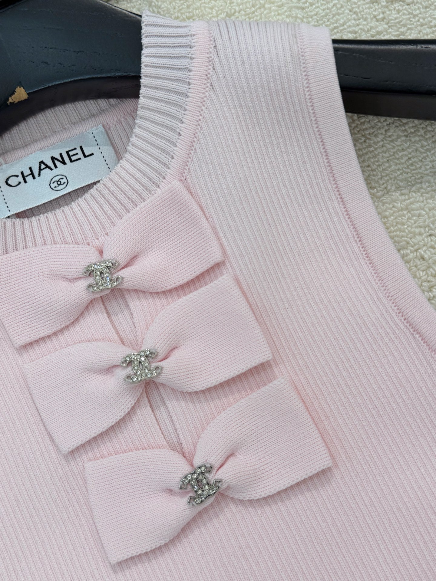Chanel 2026 Bow-Tie Vest with Logo Wool 386926