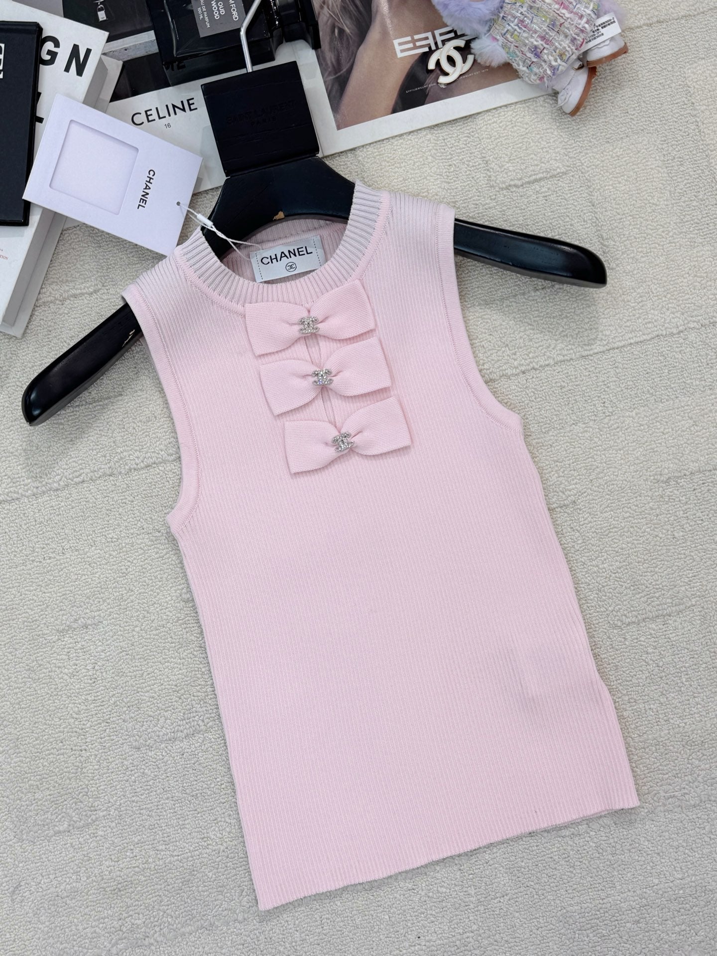 Chanel 2026 Bow-Tie Vest with Logo Wool 386926