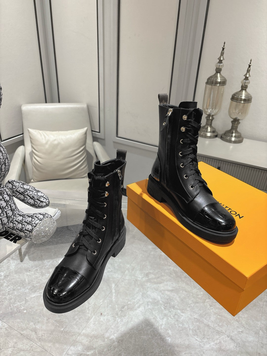 LV Citizen Flat Ranger Boot Black Cowhide