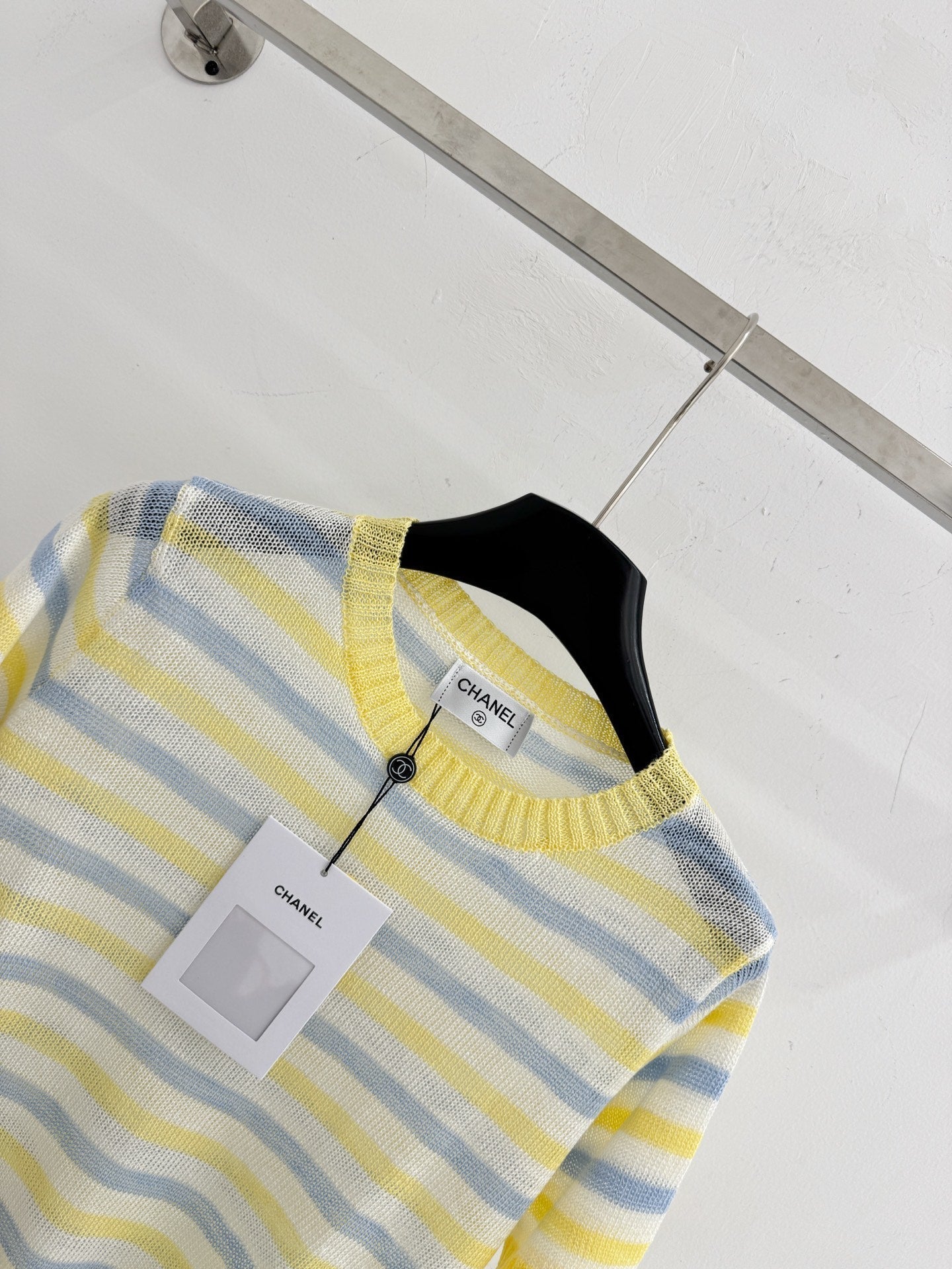 Chanel 2026 Striped Knit Short-sleeved Top Tencel Nylon 316880