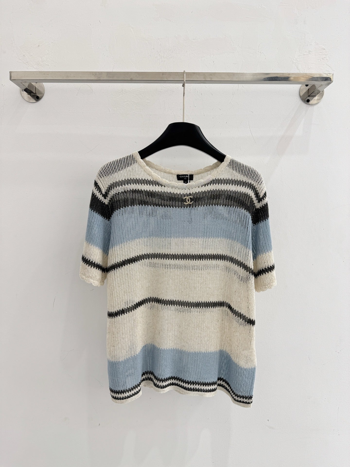 Chanel 2026 Striped Short-sleeved Shirt Silk Cotton 316931