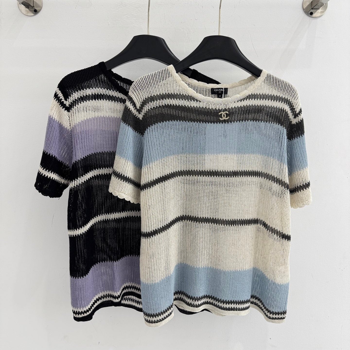 Chanel 2026 Striped Short-sleeved Shirt Silk Cotton 316931