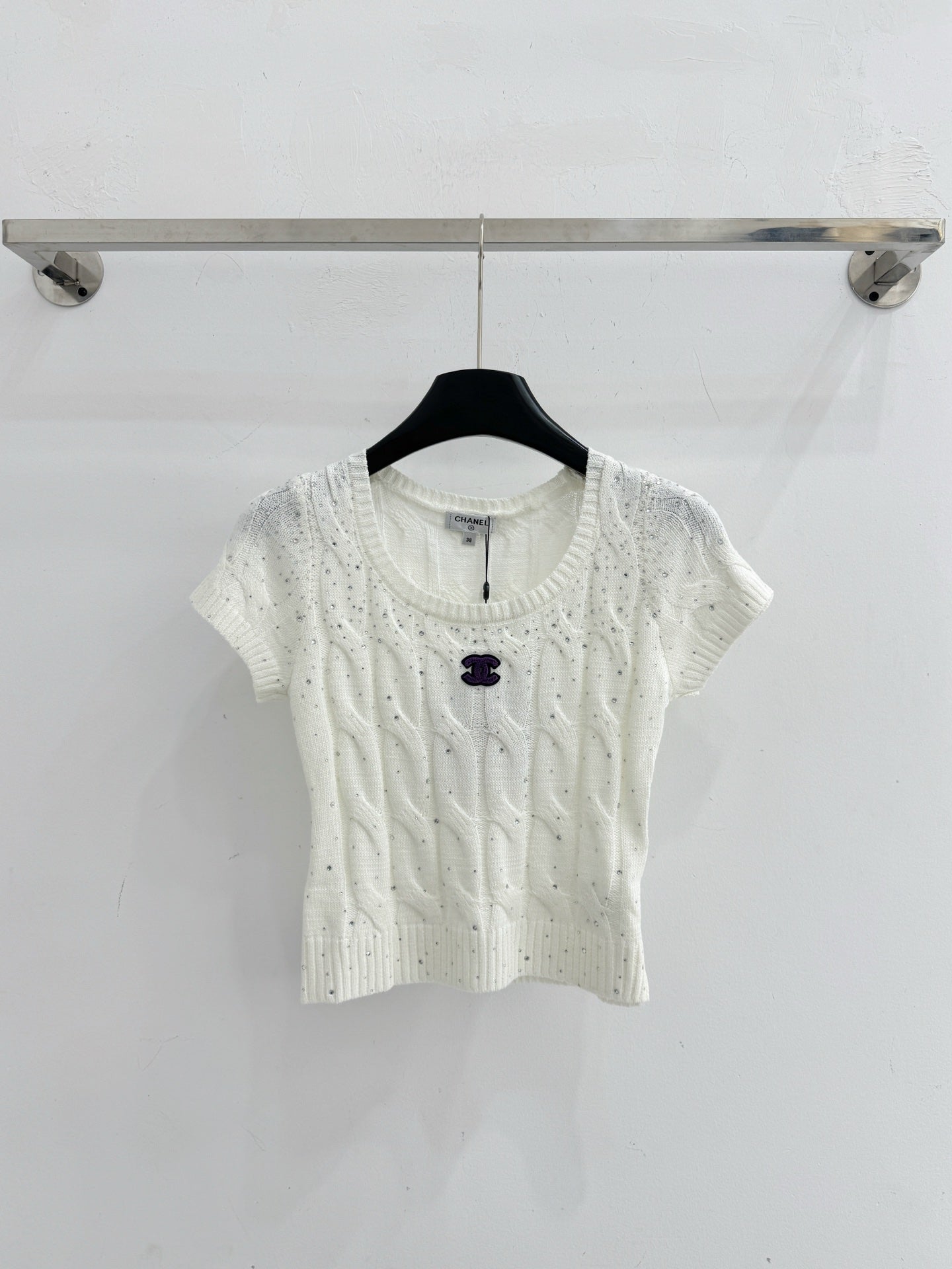 Chanel 2026 Short-sleeved Slim Fit Knit Sweater Wool Polyester 341194