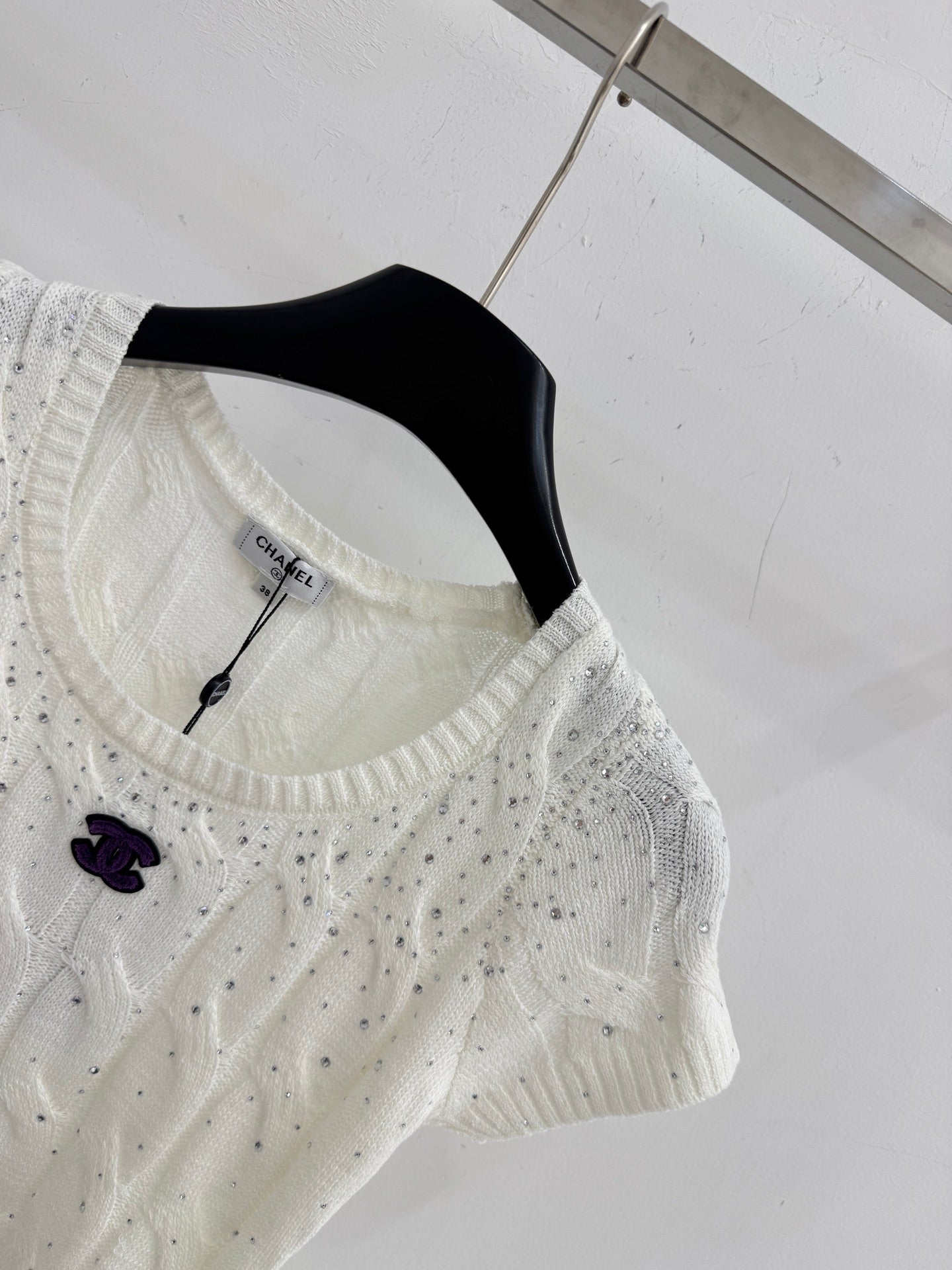 Chanel 2026 Short-sleeved Slim Fit Knit Sweater Wool Polyester 341194