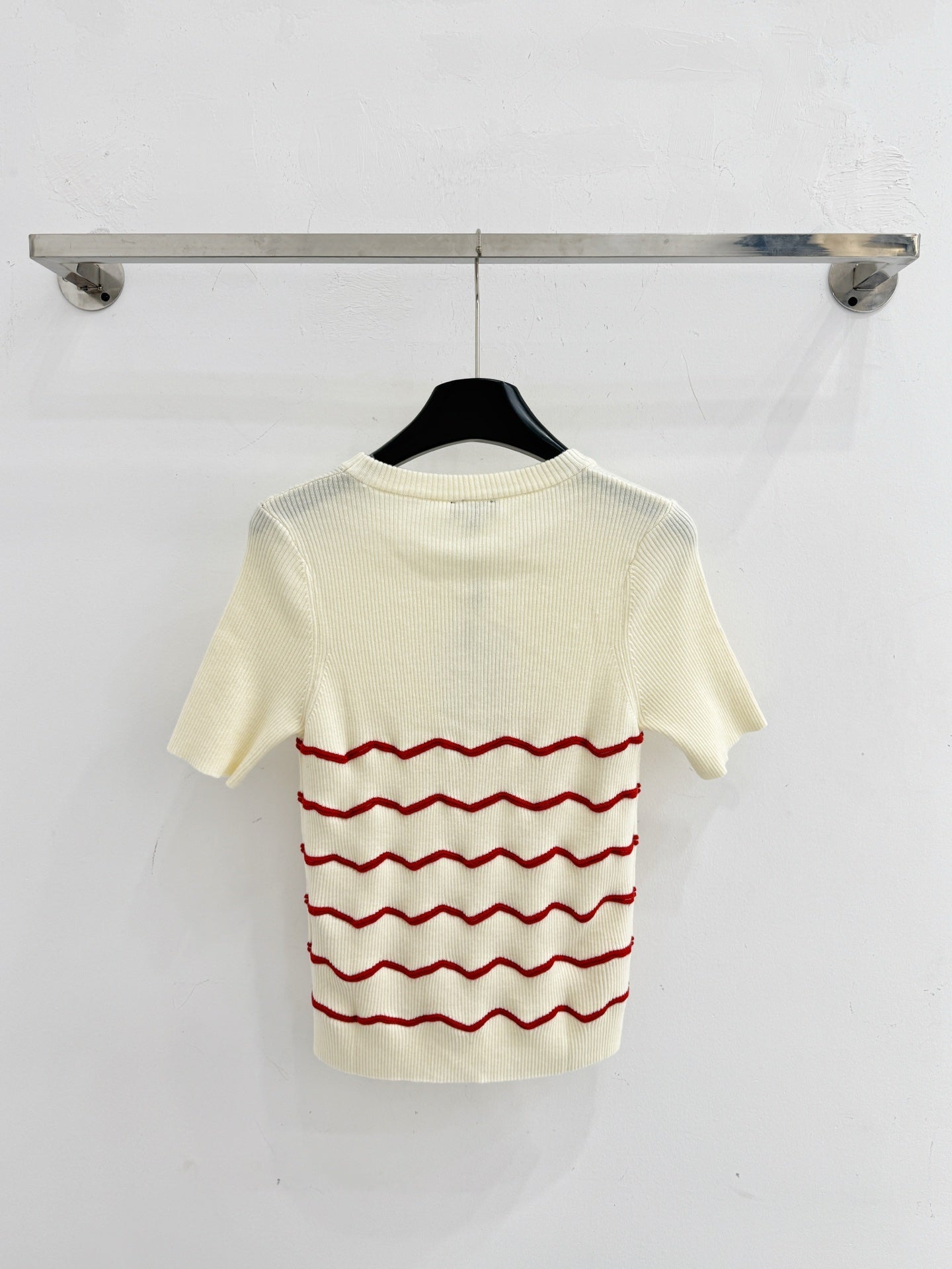 Chanel 2026 Stripe Knit Short-sleeved Top Cotton Cashmere 351119