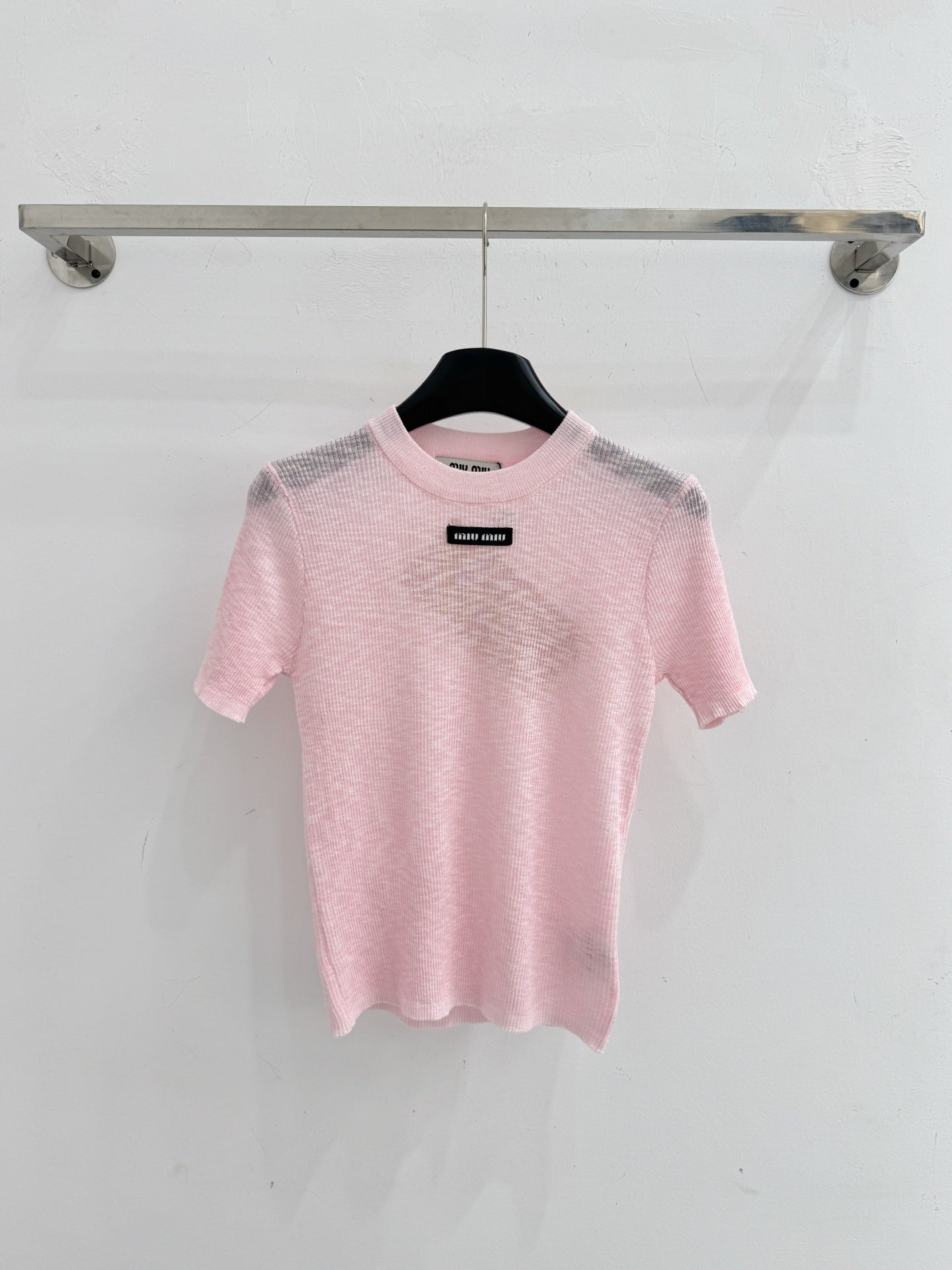 Miumiu 2026 Short-sleeved Knit Top Cotton 376693
