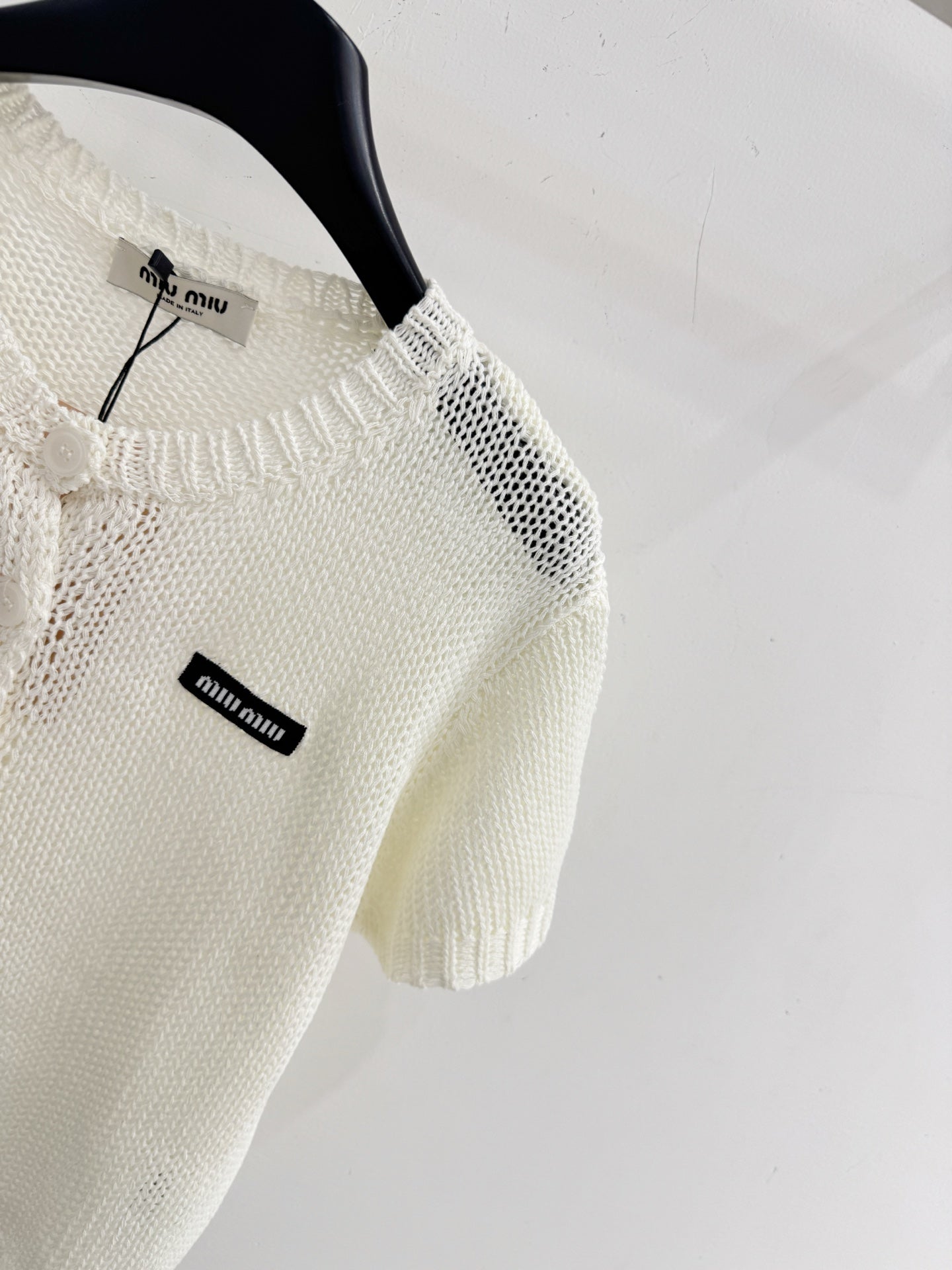 Miumiu 2026 Short Knit Cardigan White Wool 396496