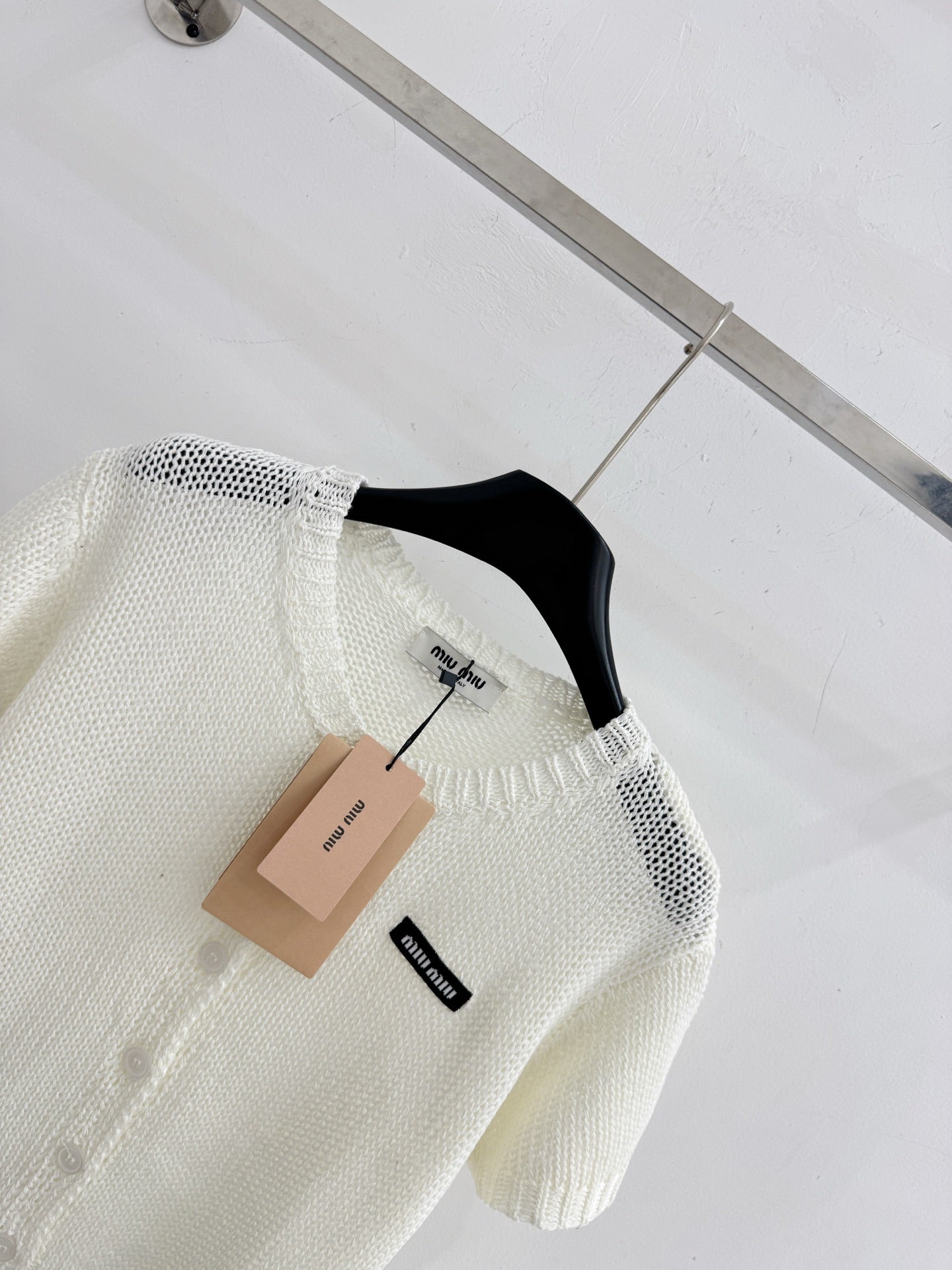 Miumiu 2026 Short Knit Cardigan White Wool 396496