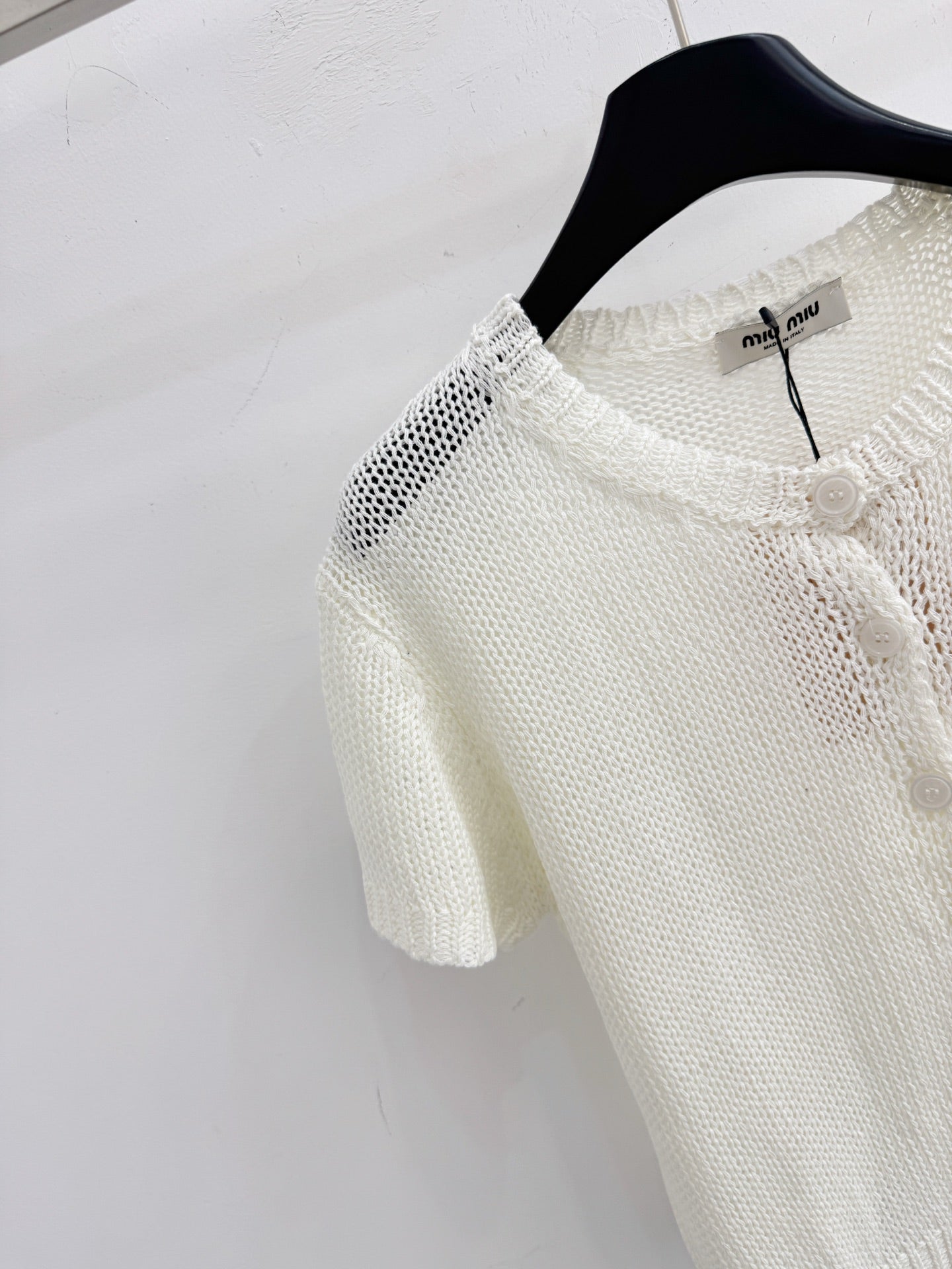 Miumiu 2026 Short Knit Cardigan White Wool 396496