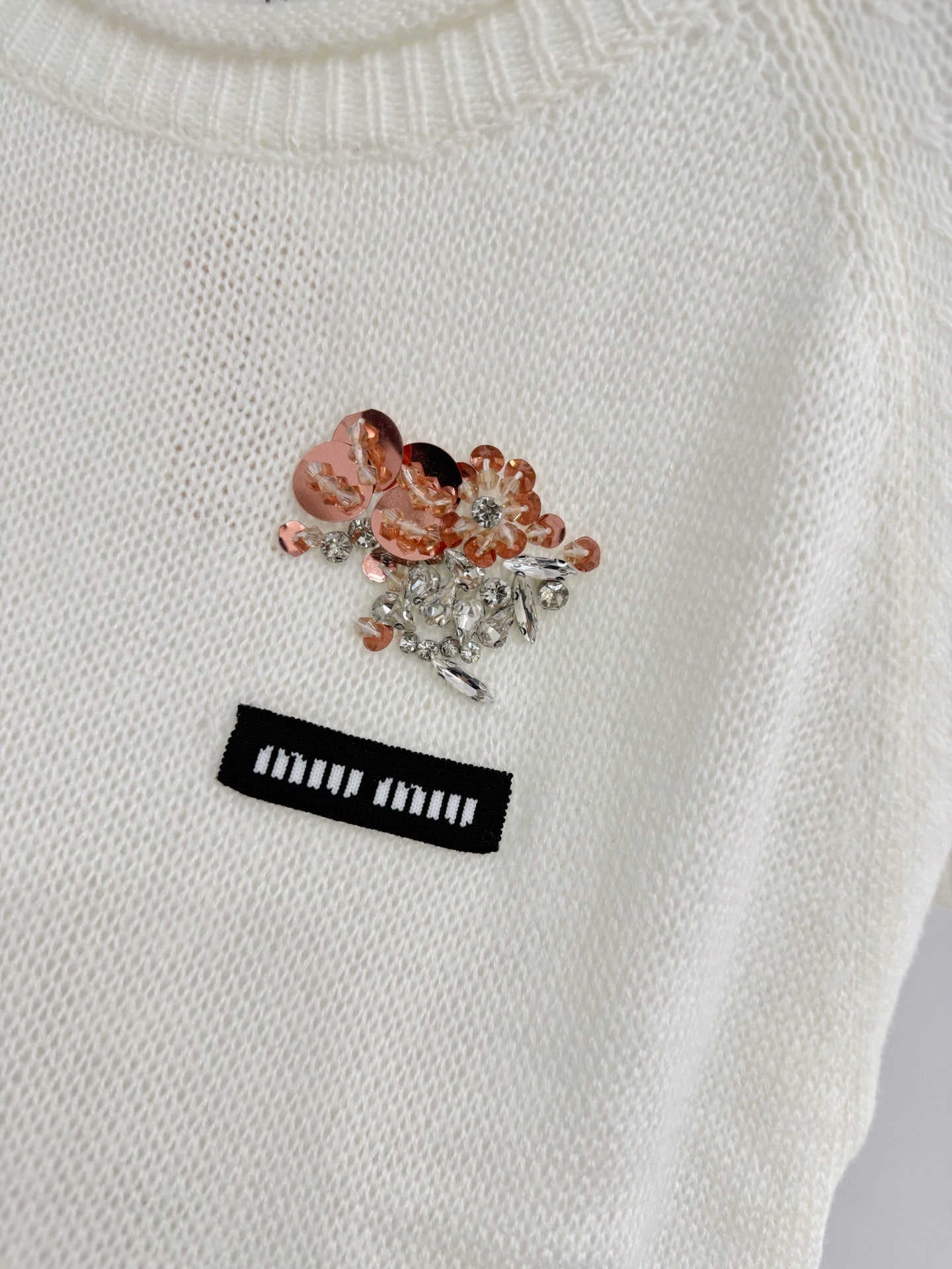 Miumiu 2026 Studded Embroidered Knit Short Top Wool Cashmere 423251