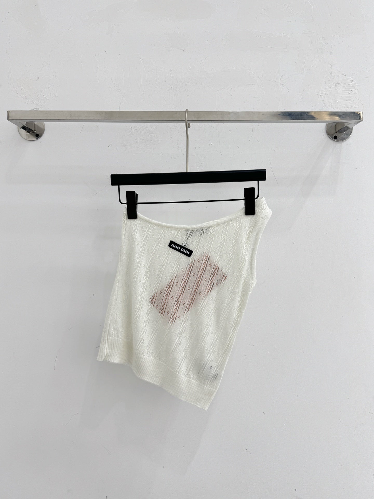 Miumiu 2026 Off-shoulder Hollowed-out Knit Camisole Wool 445545