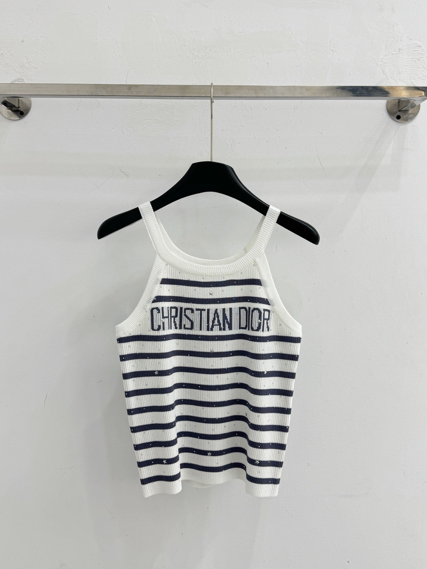 Dior 2026 Striped Rhinestone Letter Knit Camisole Wool 455360