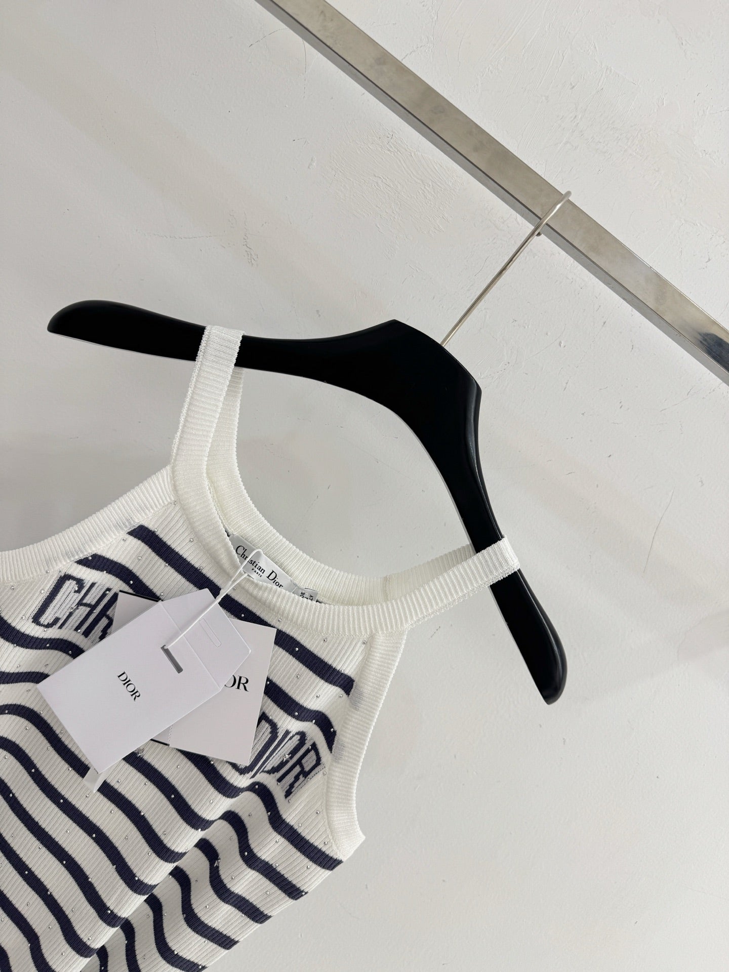 Dior 2026 Striped Rhinestone Letter Knit Camisole Wool 455360