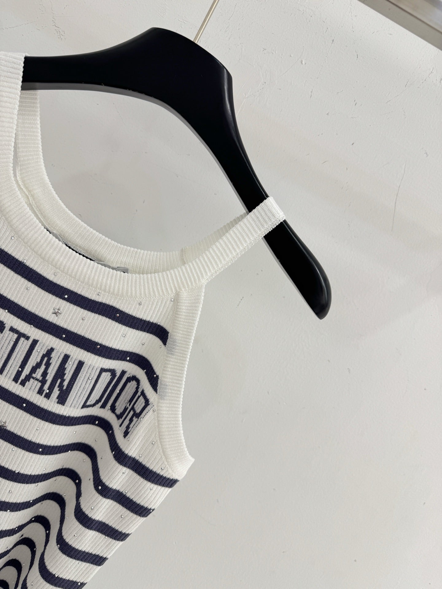 Dior 2026 Striped Rhinestone Letter Knit Camisole Wool 455360