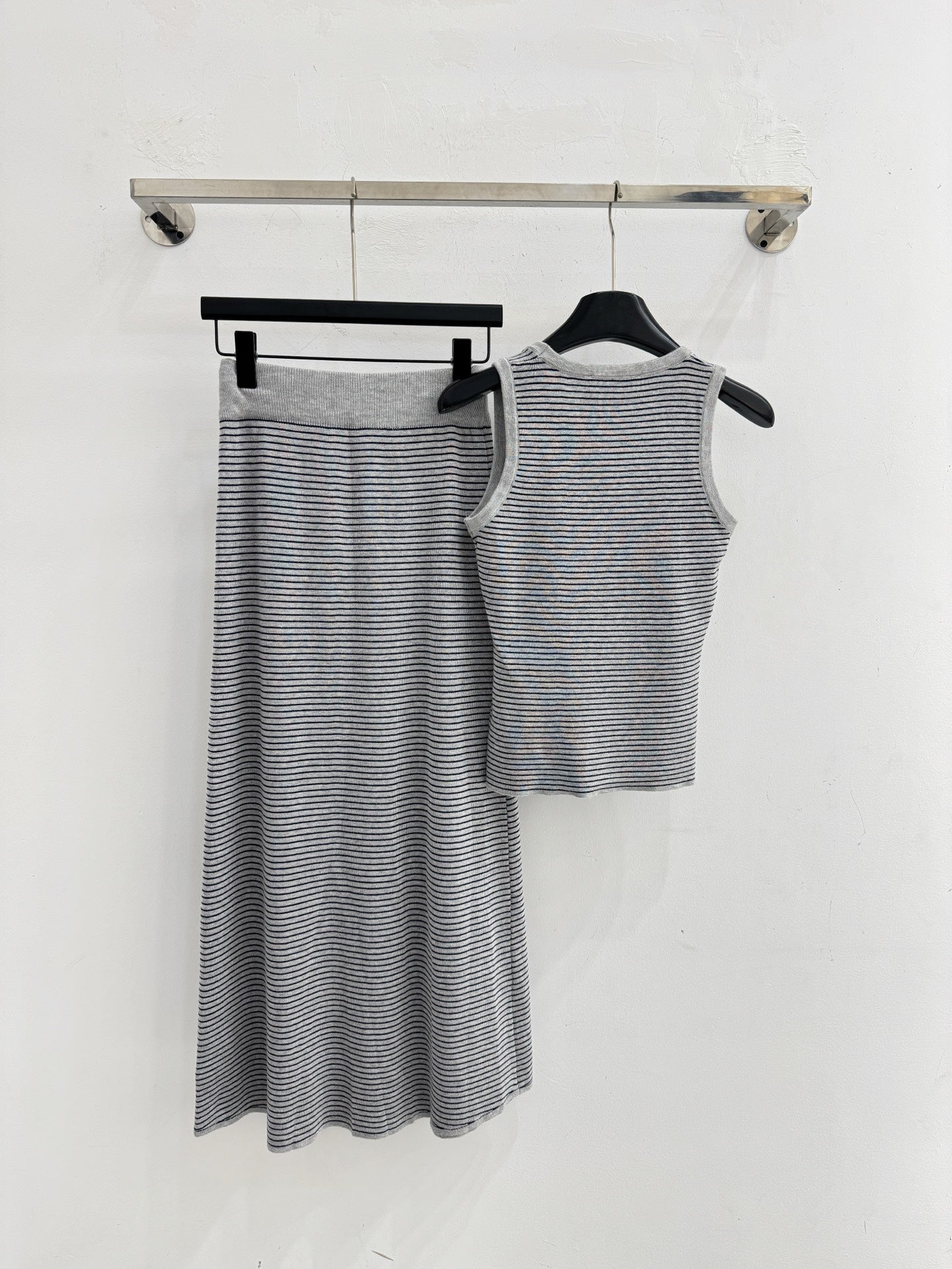 Miumiu 2026 Striped Simple Knit Set Polyester Viscose 516676
