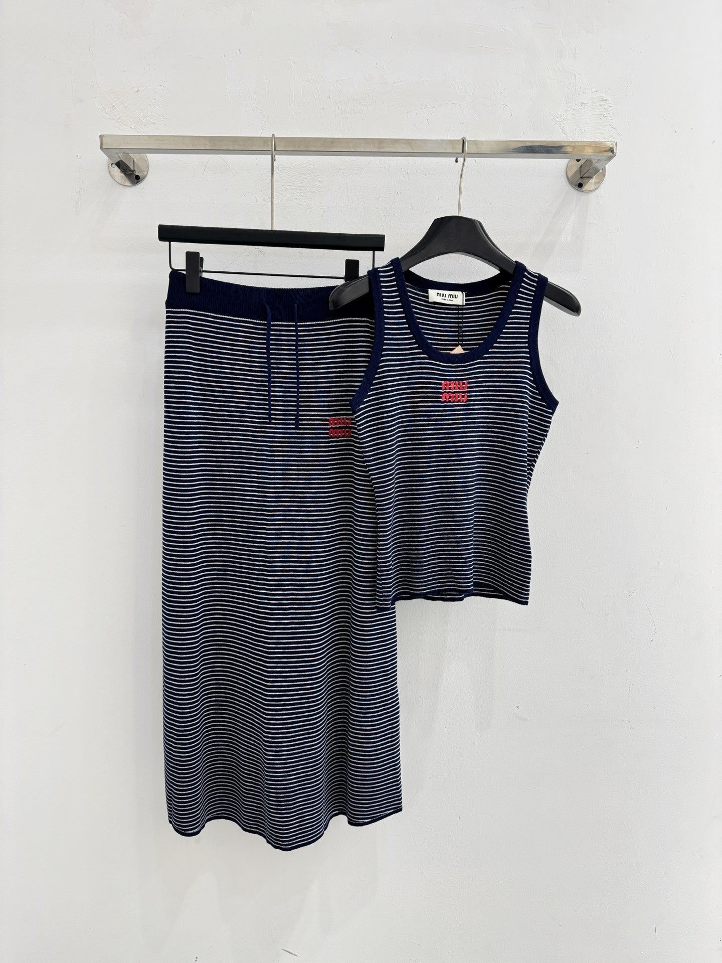 Miumiu 2026 Striped Simple Knit Set Polyester Viscose 516676