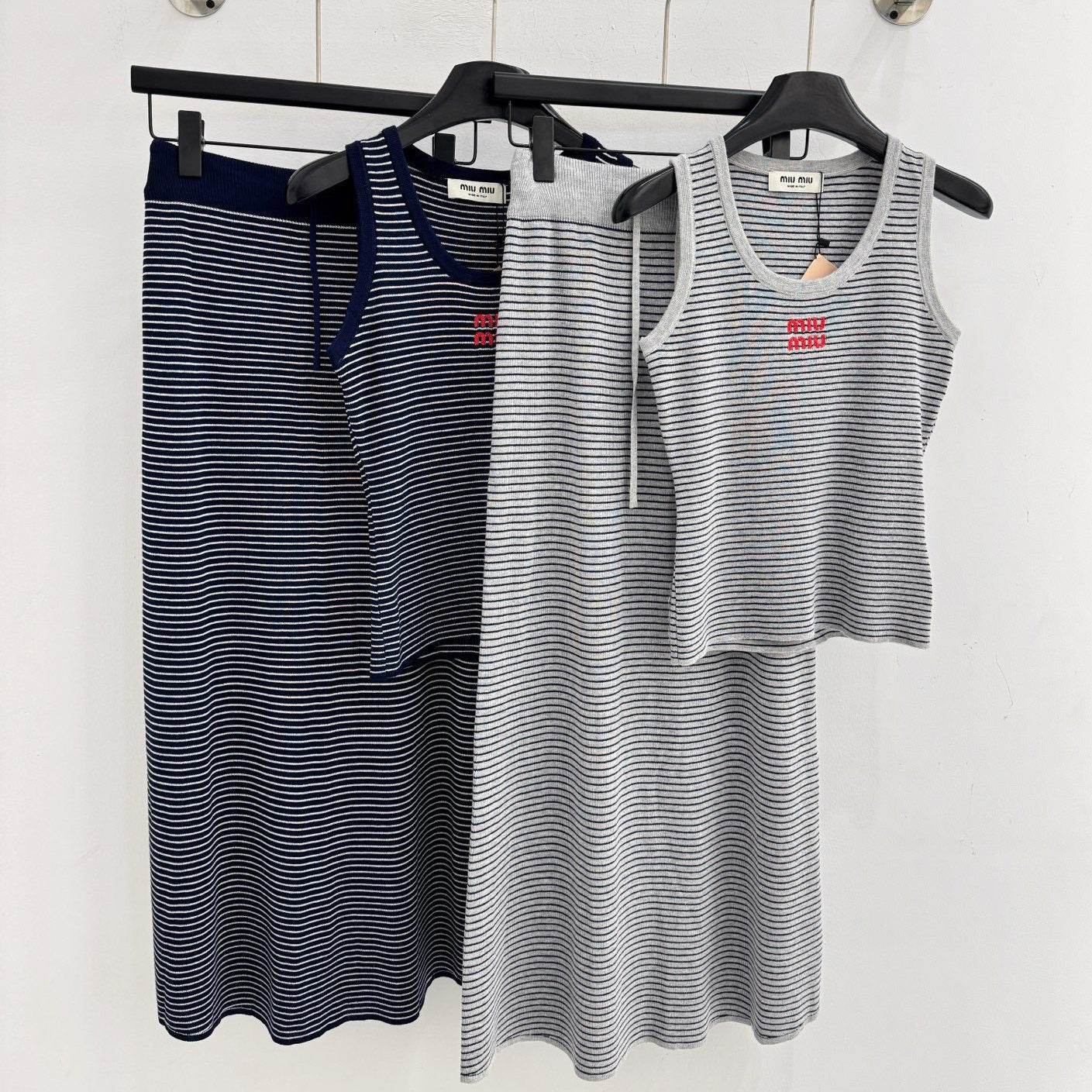 Miumiu 2026 Striped Simple Knit Set Polyester Viscose 516676