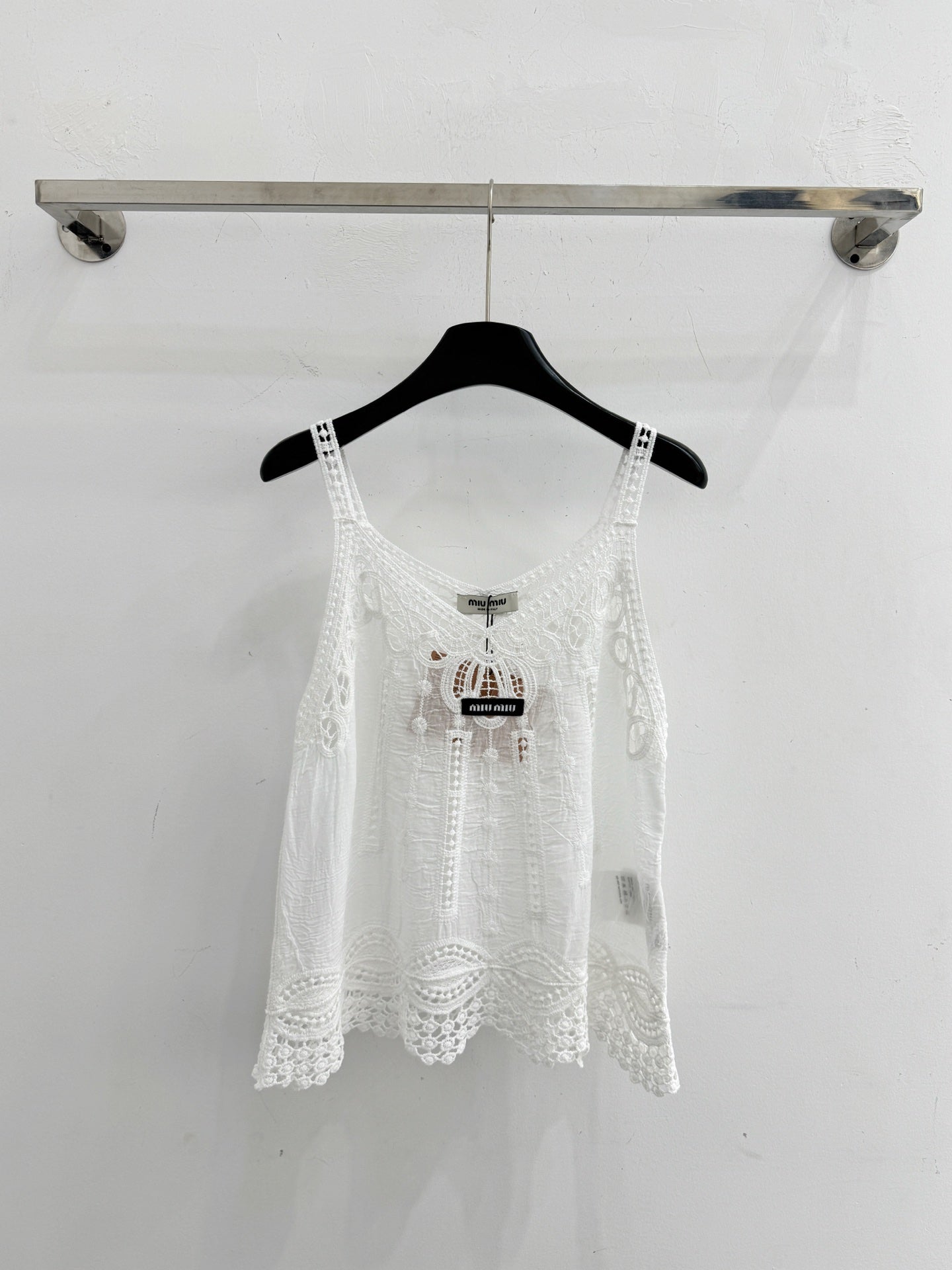 Miumiu 2026 Hollowed-out Camisole Lace Cotton 516679