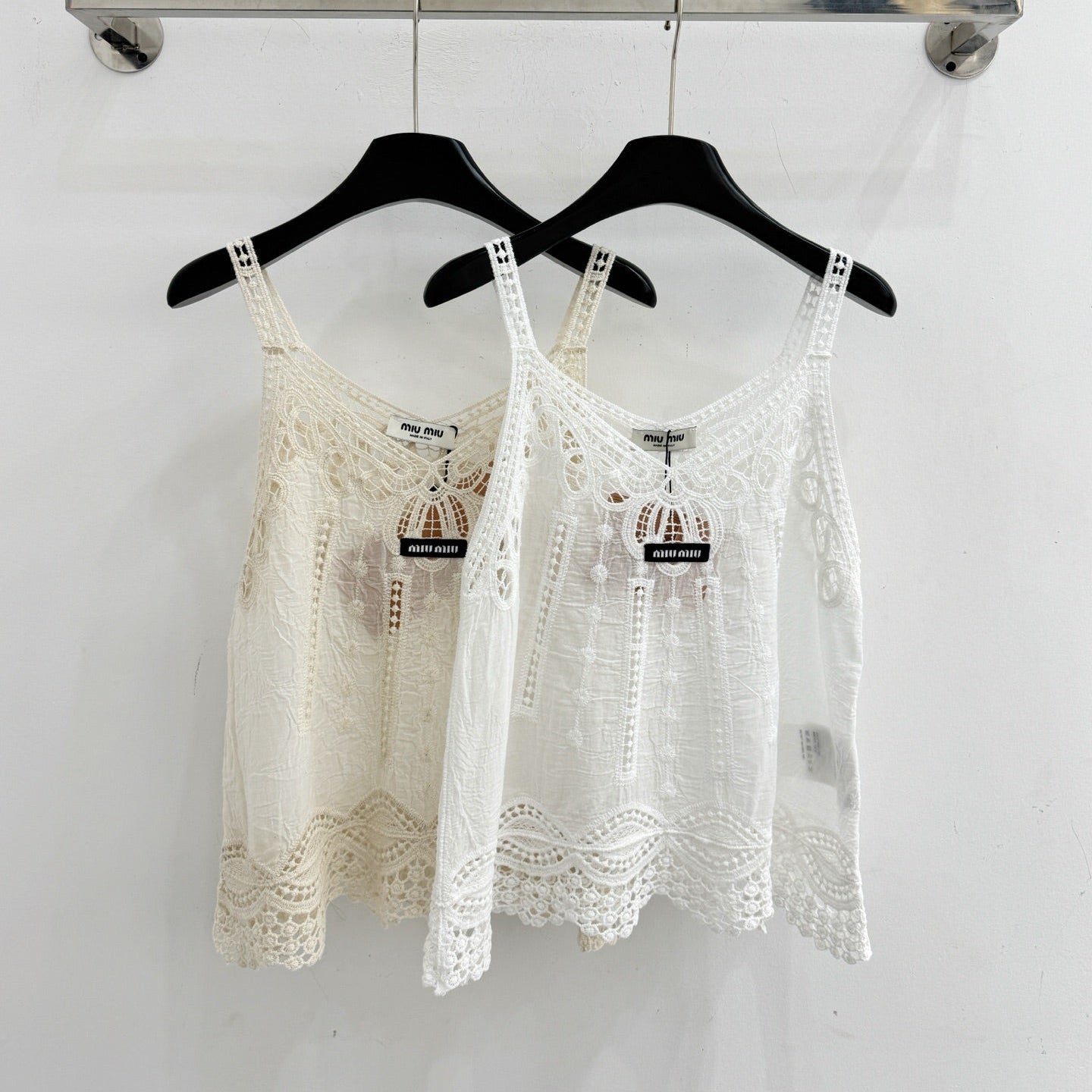 Miumiu 2026 Hollowed-out Camisole Lace Cotton 516679