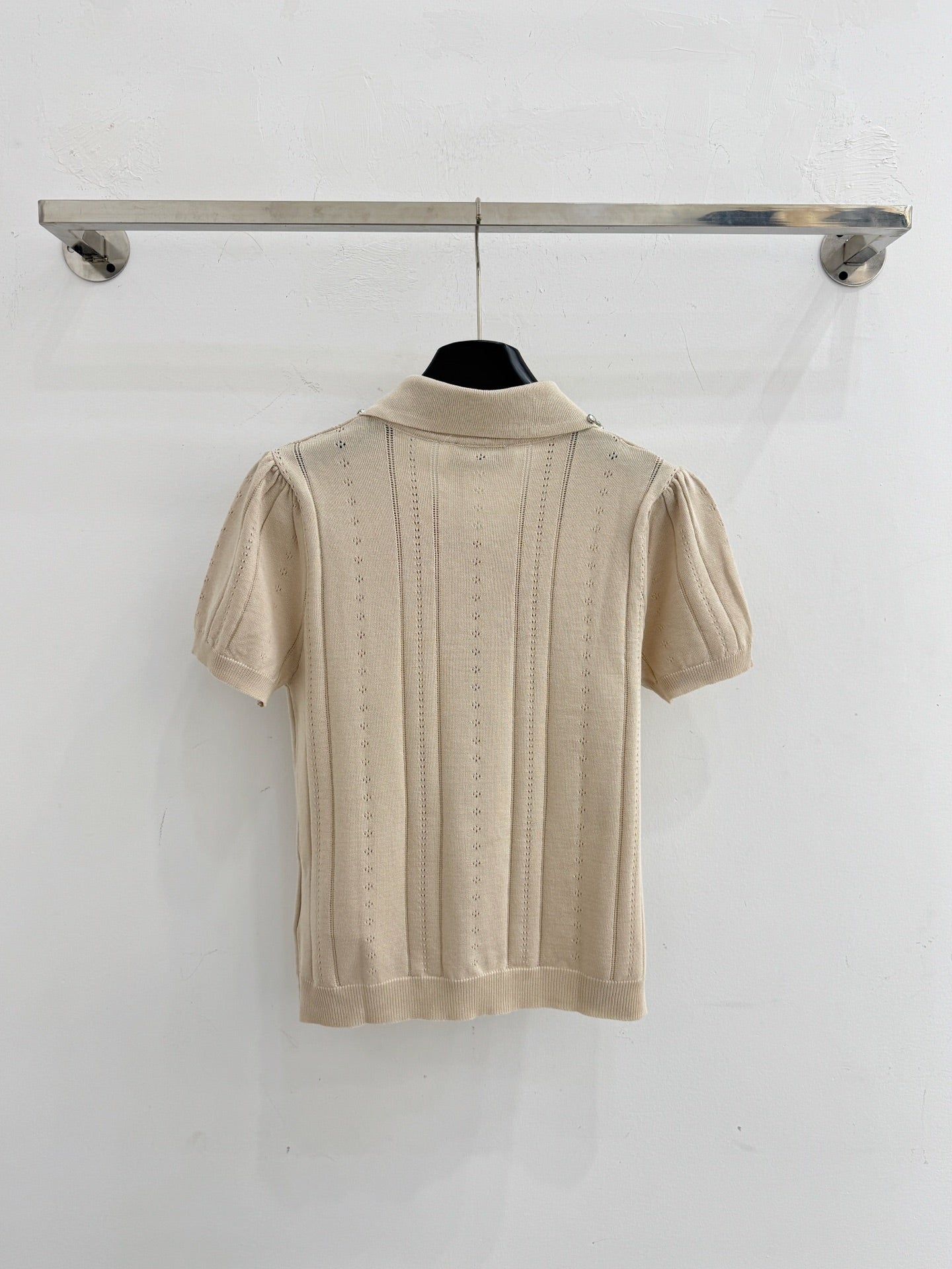 Miumiu 2026 Shirt With Rhinestone Embellishments Collar Wool 521193