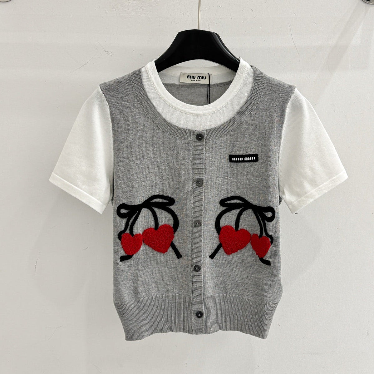 MiuMiu 2026 Shirt Grey White Wool 642725