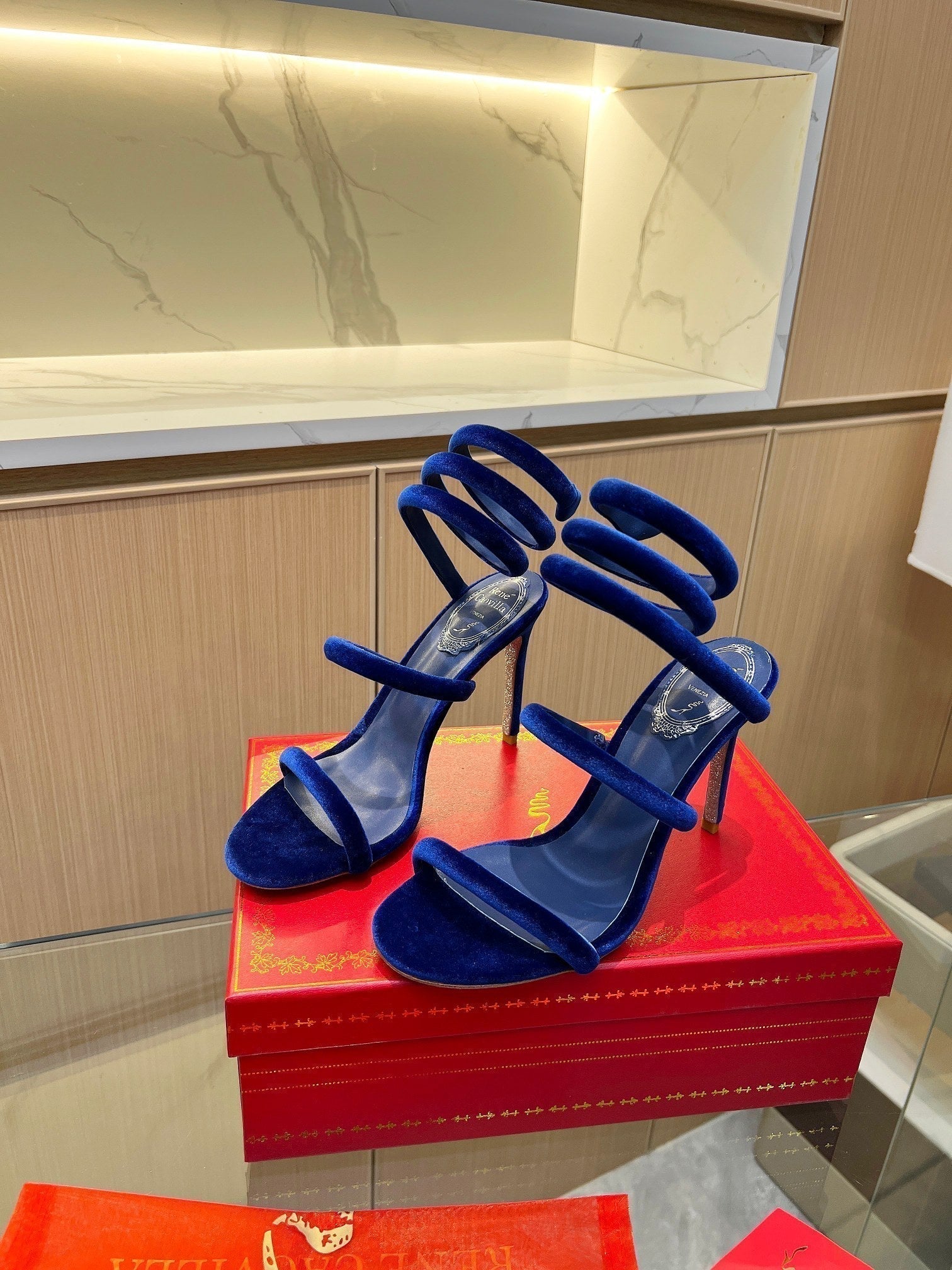 RC Sandals Navy Blue Original Velvet Sheepskin 341990