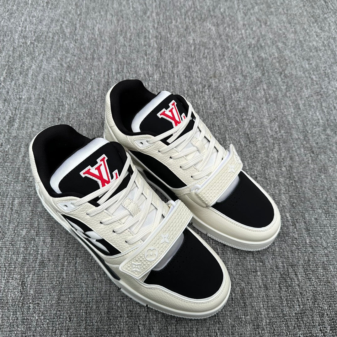 LV TRAINER WHITE MIX BLACK MONOGRAM CALFSKIN