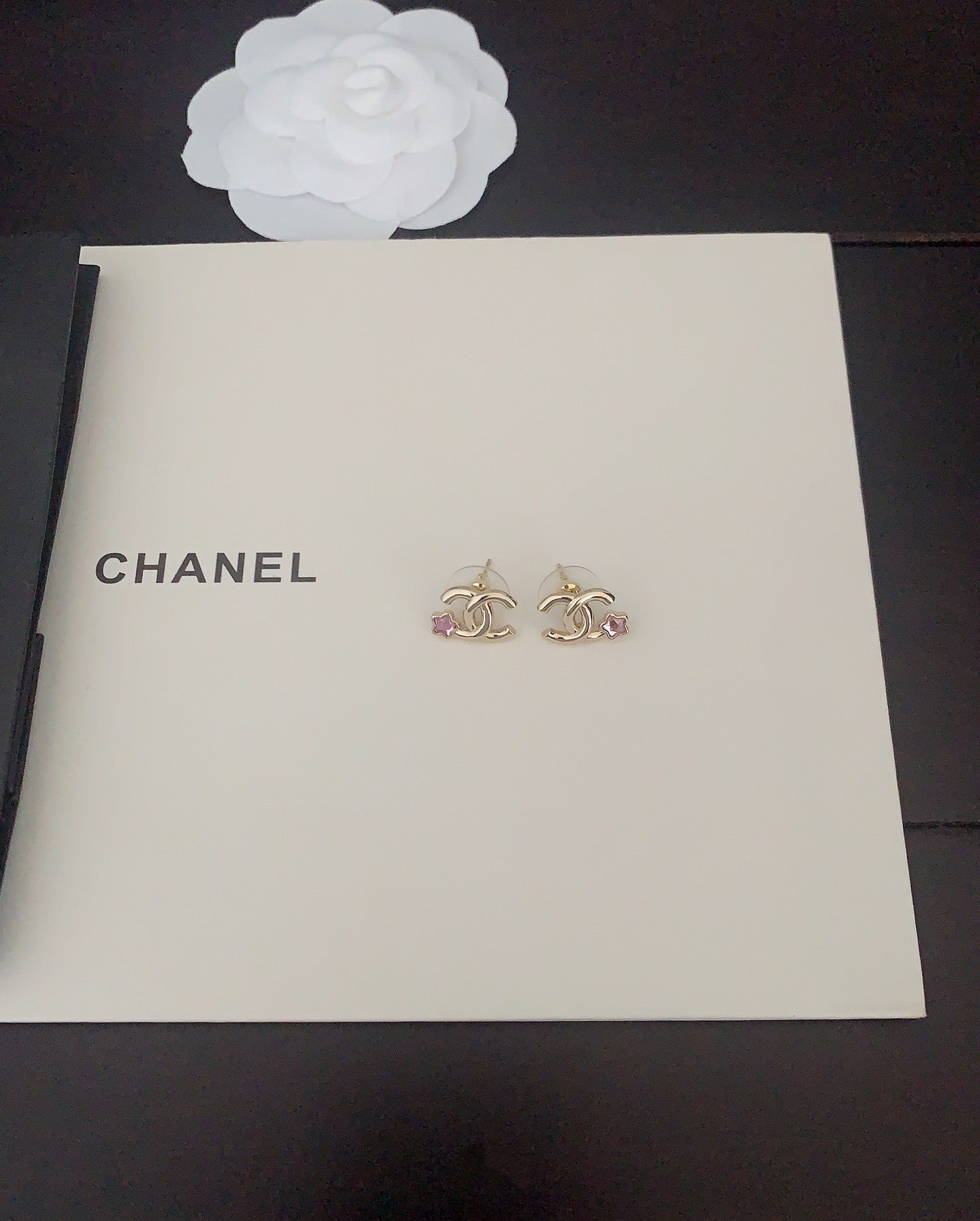CC Latest Pink Five Pointed Star Gold Earrings